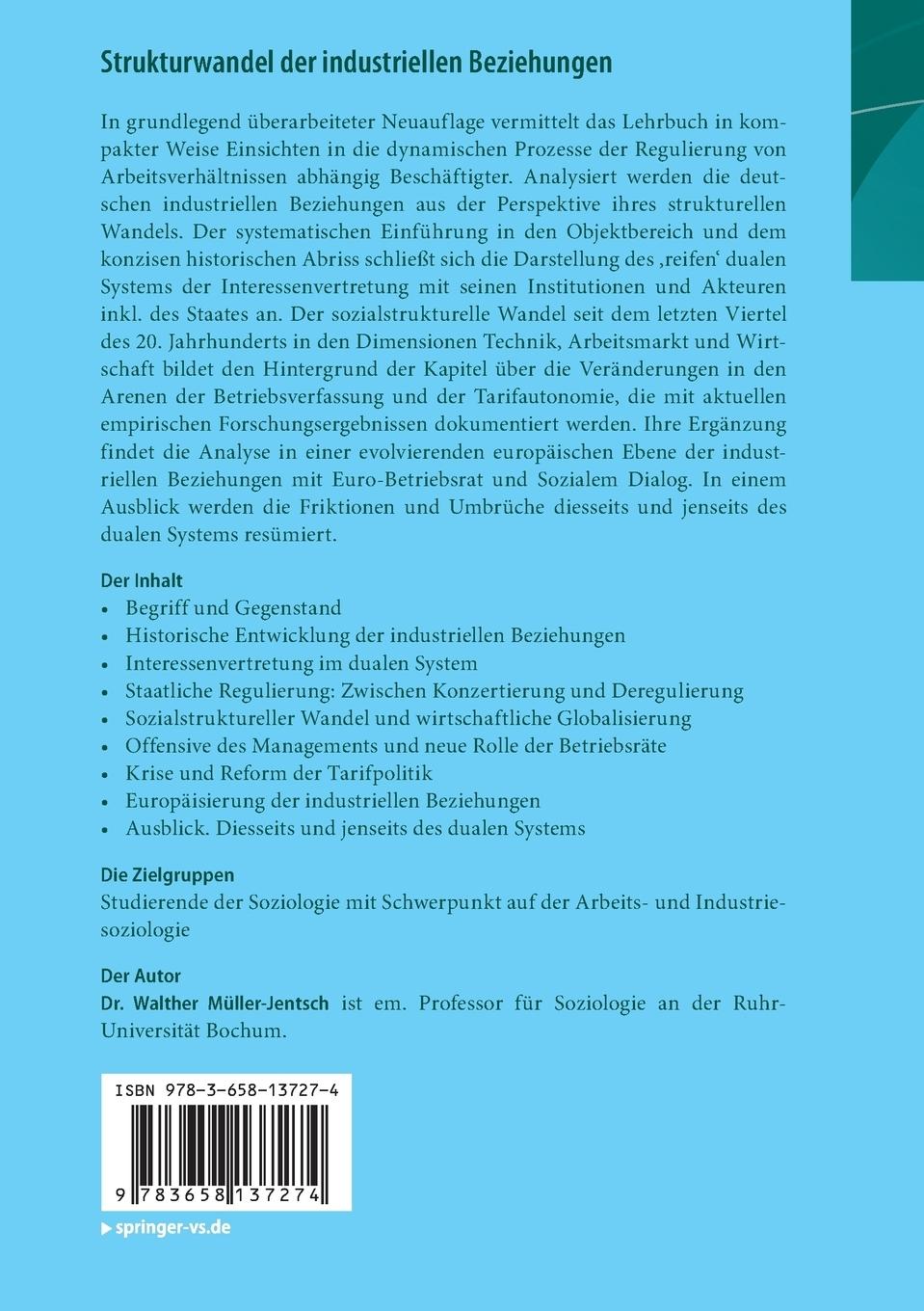 Rückseitencover Strukturwandel der industriellen Beziehungen