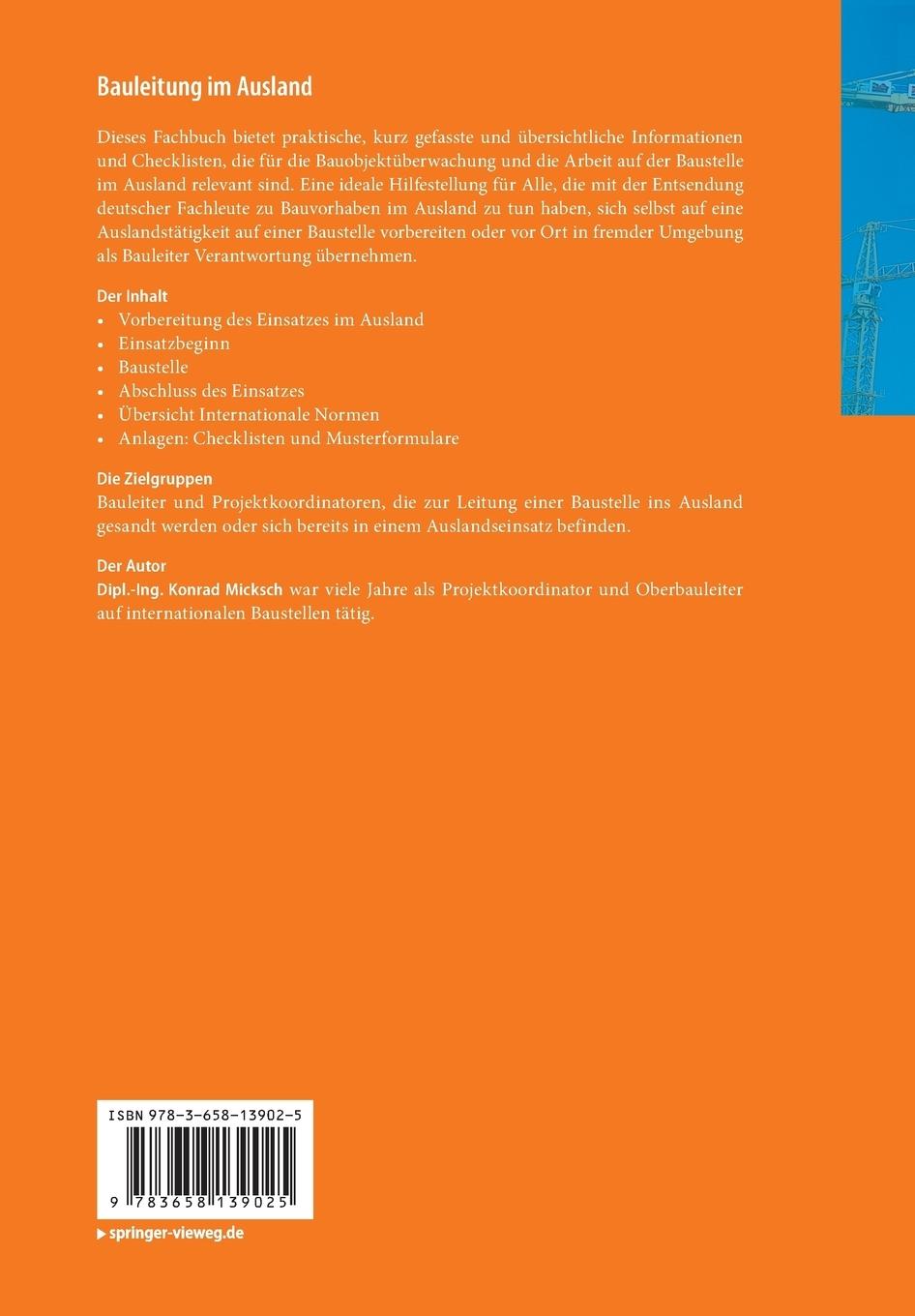 Rückseitencover Bauleitung im Ausland