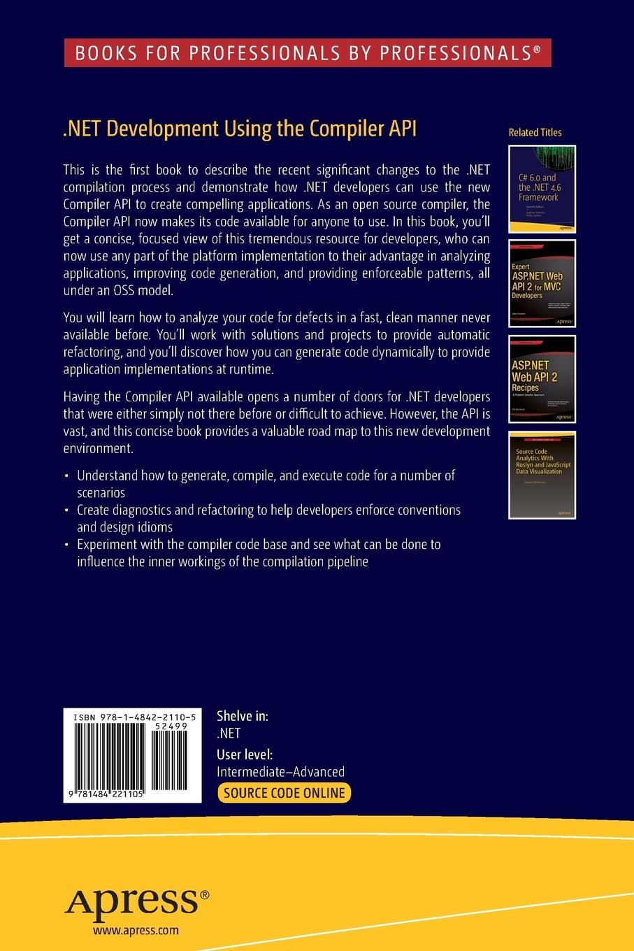 Rückseitencover .NET Development Using the Compiler API