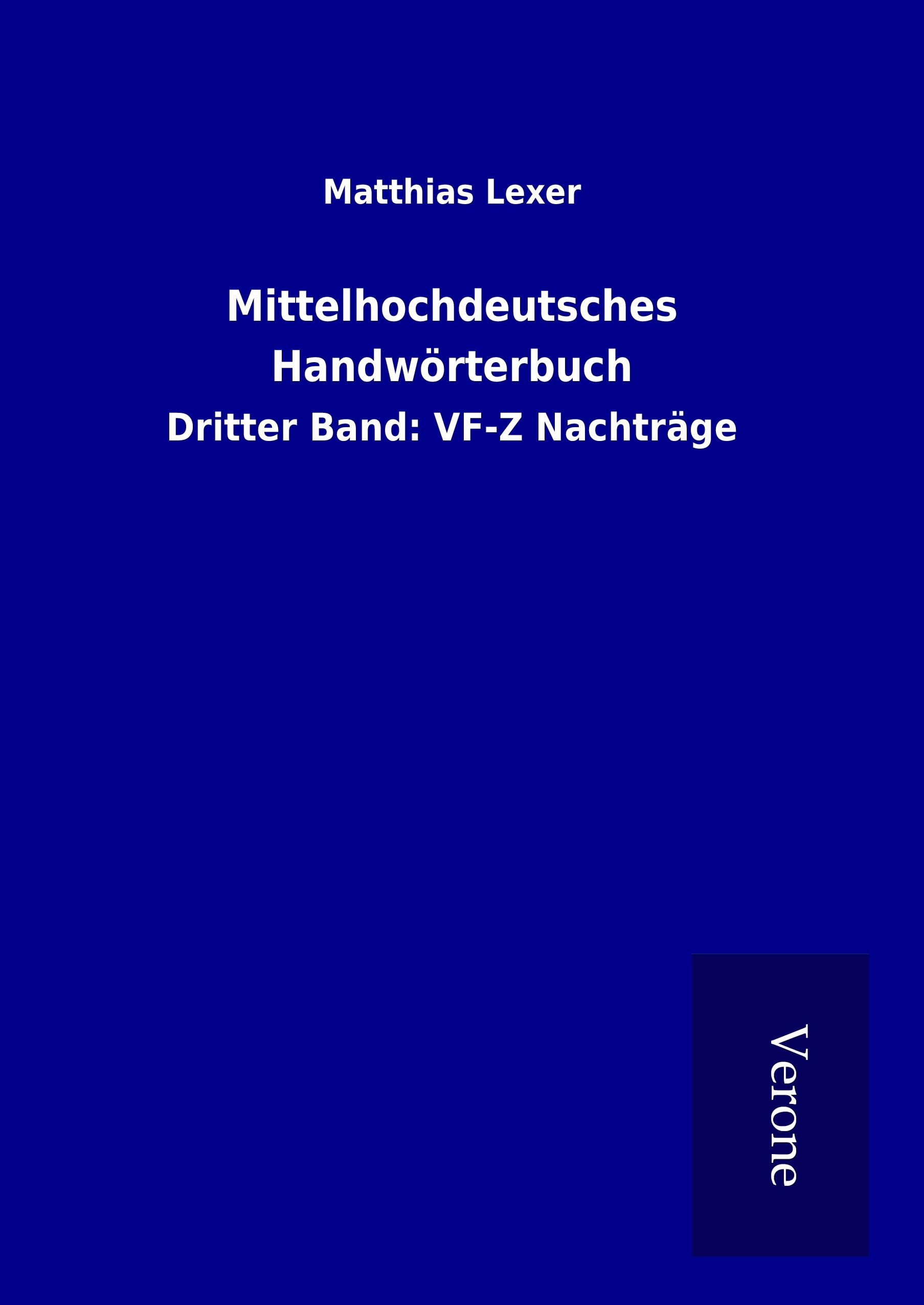 Vorderes Coverbild Mittelhochdeutsches Handwörterbuch