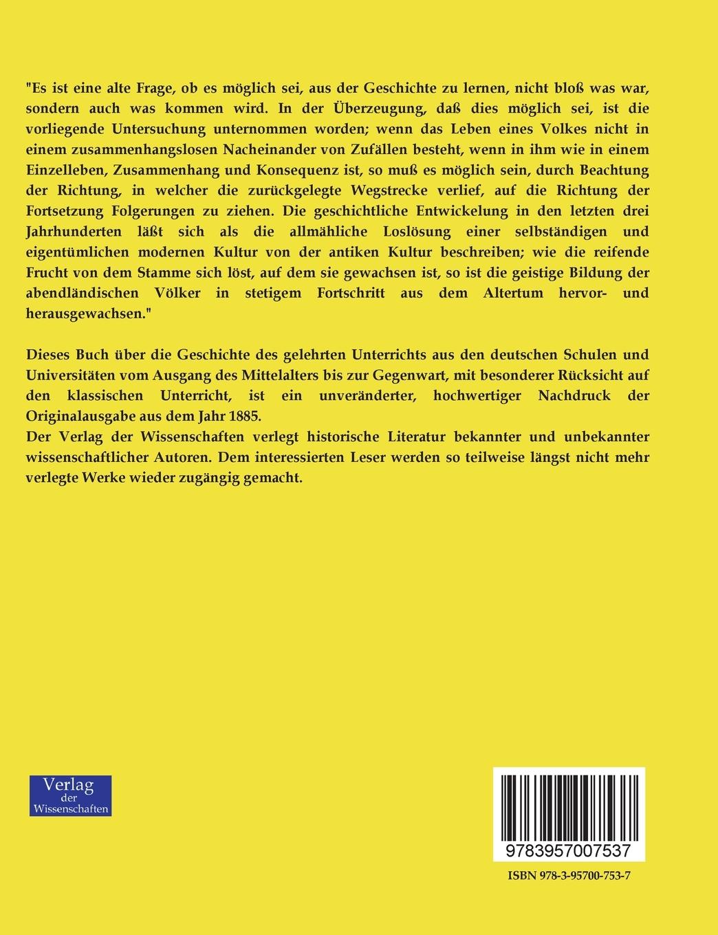 Rückseitencover Geschichte des gelehrten Unterrichts aus den deutschen Schulen und Universitäten