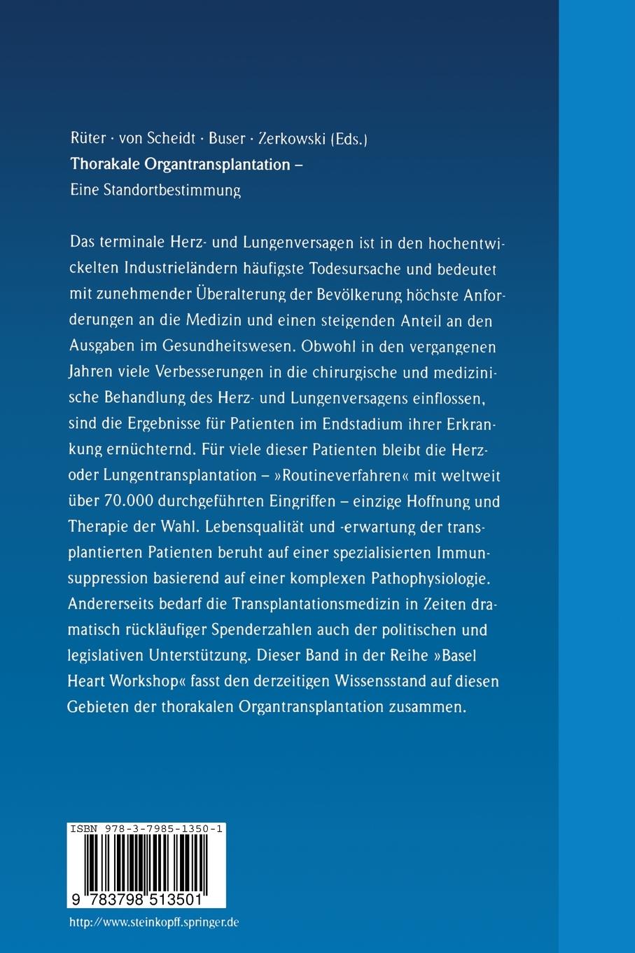 Rückseitencover Thorakale Organtransplantation