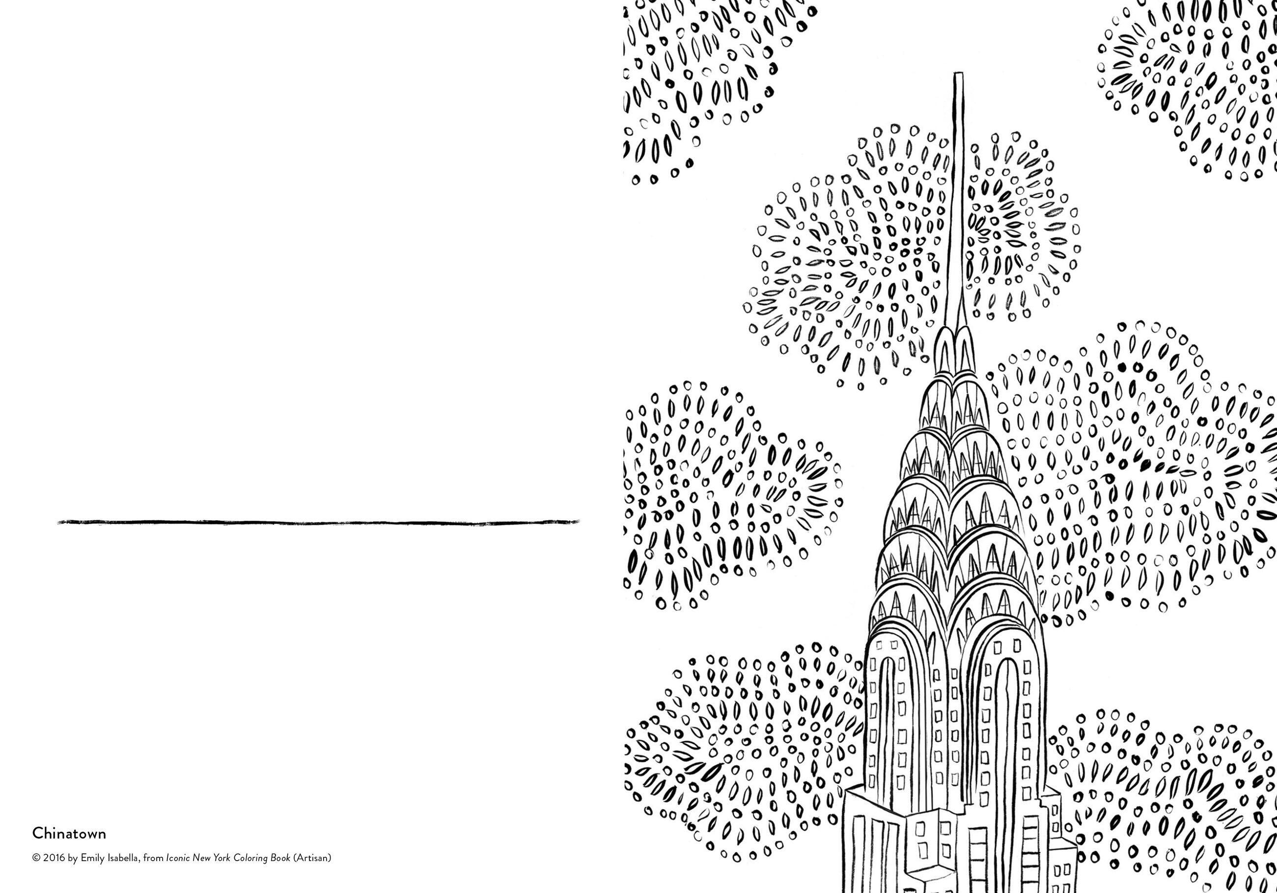 Beispielinhalt (Bild) Iconic New York Coloring Book