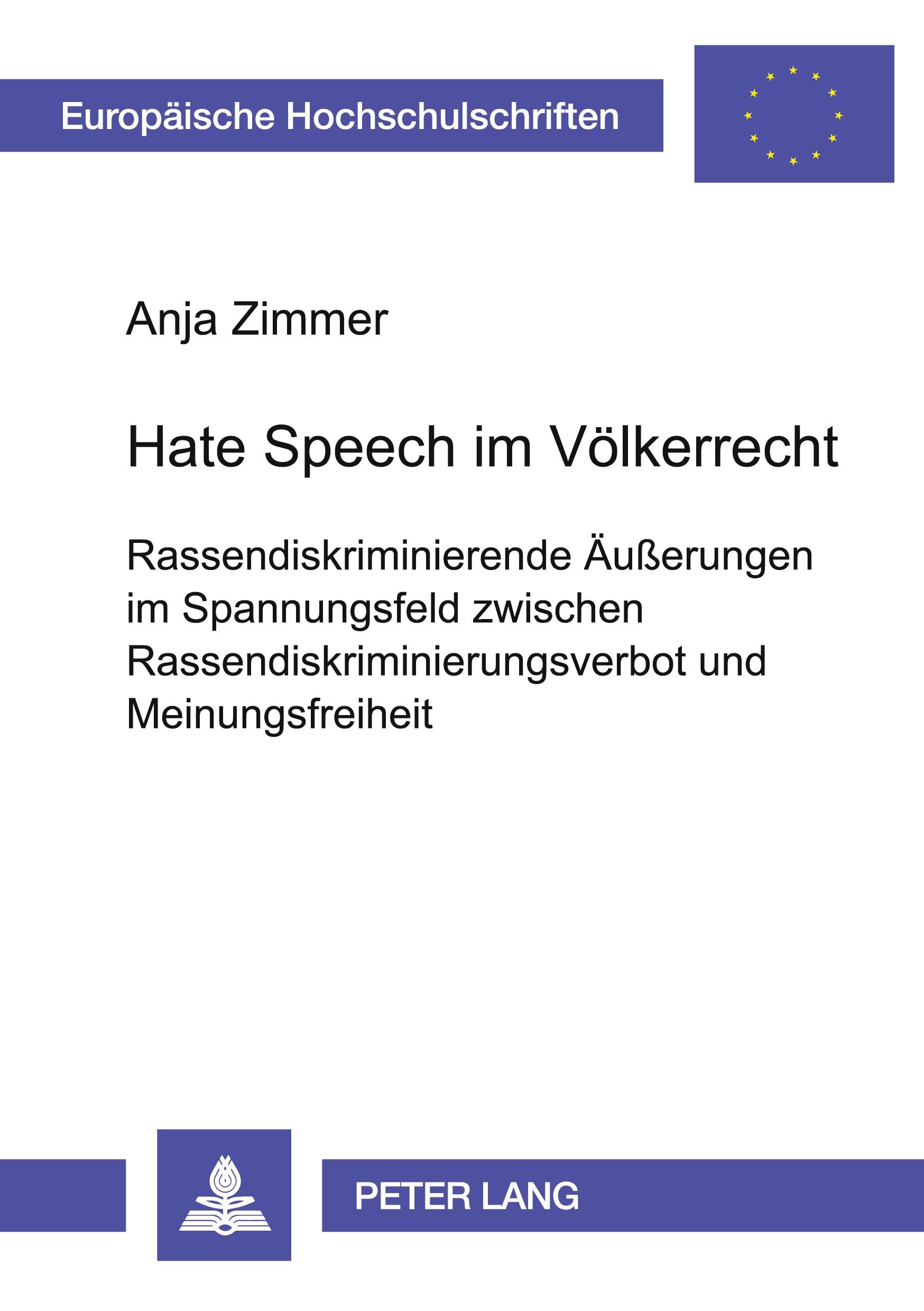 Vorderes Coverbild Hate Speech im Völkerrecht