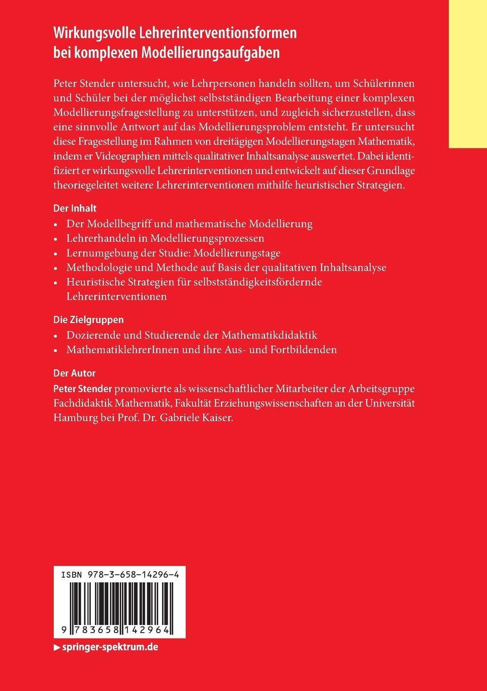 Rückseitencover Wirkungsvolle Lehrerinterventionsformen bei komplexen Modellierungsaufgaben