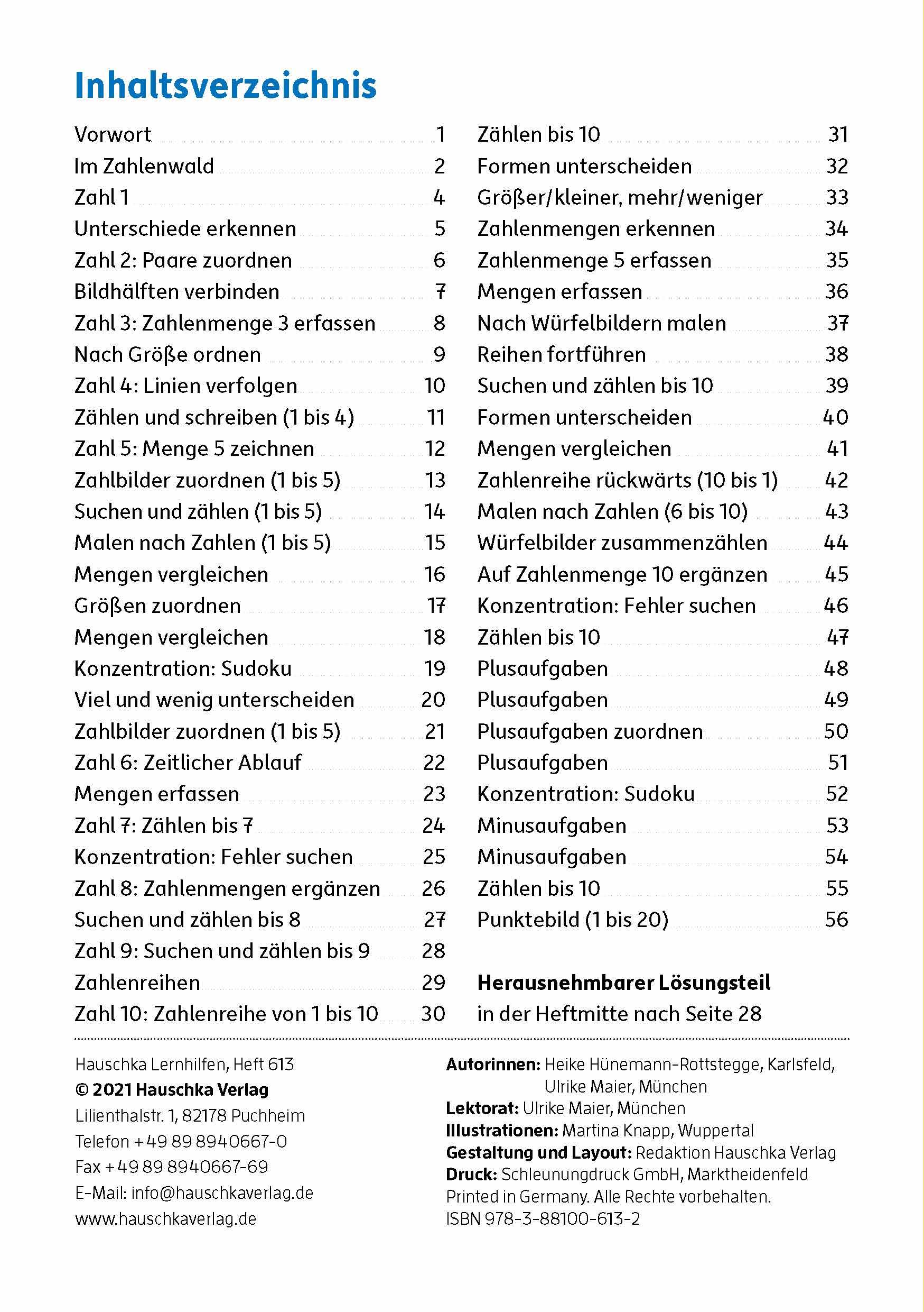 Beispielinhalt (Bild) Vorschule: Zahlen entdecken