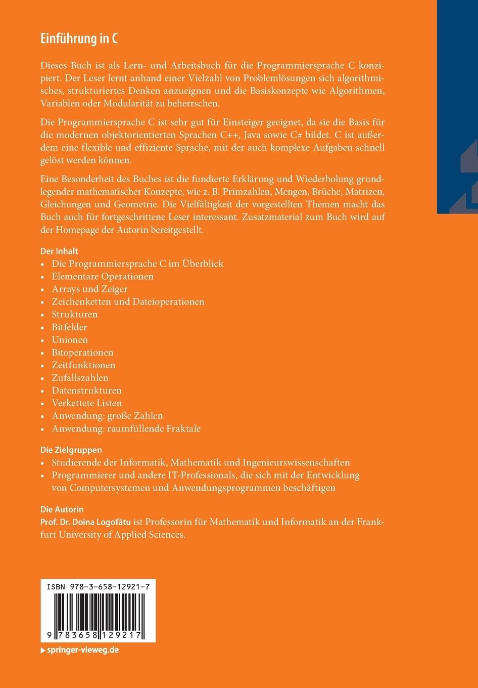Rückseitencover Einführung in C