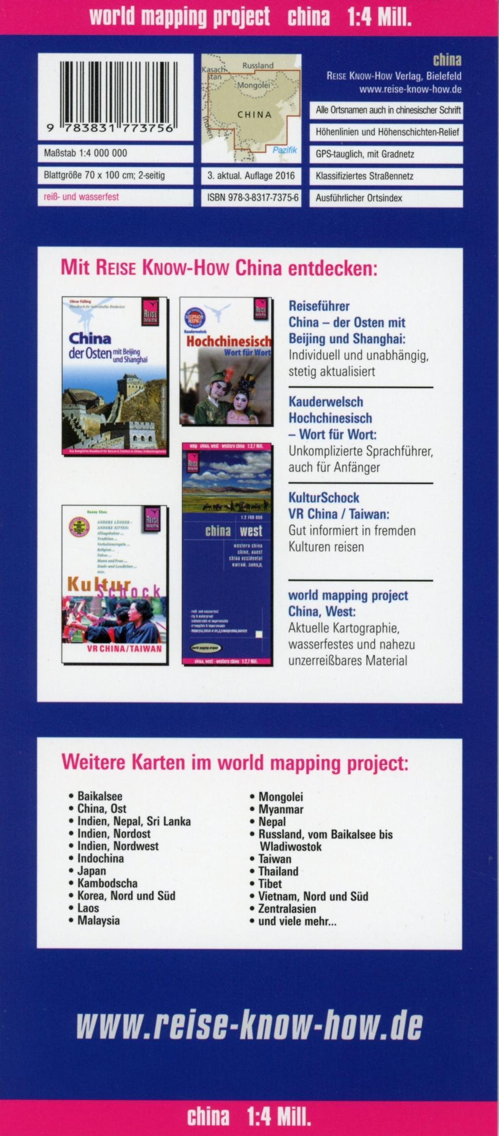 Beispielinhalt (Bild) Reise Know-How Landkarte China 1 : 4.000.000