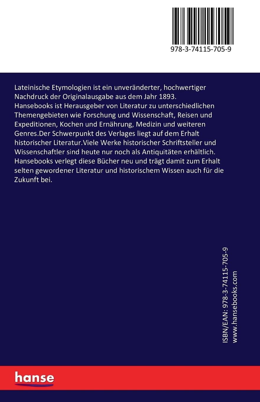 Rückseitencover Lateinische Etymologien