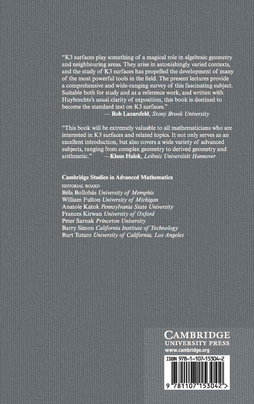 Rückseitencover Lectures on K3 Surfaces