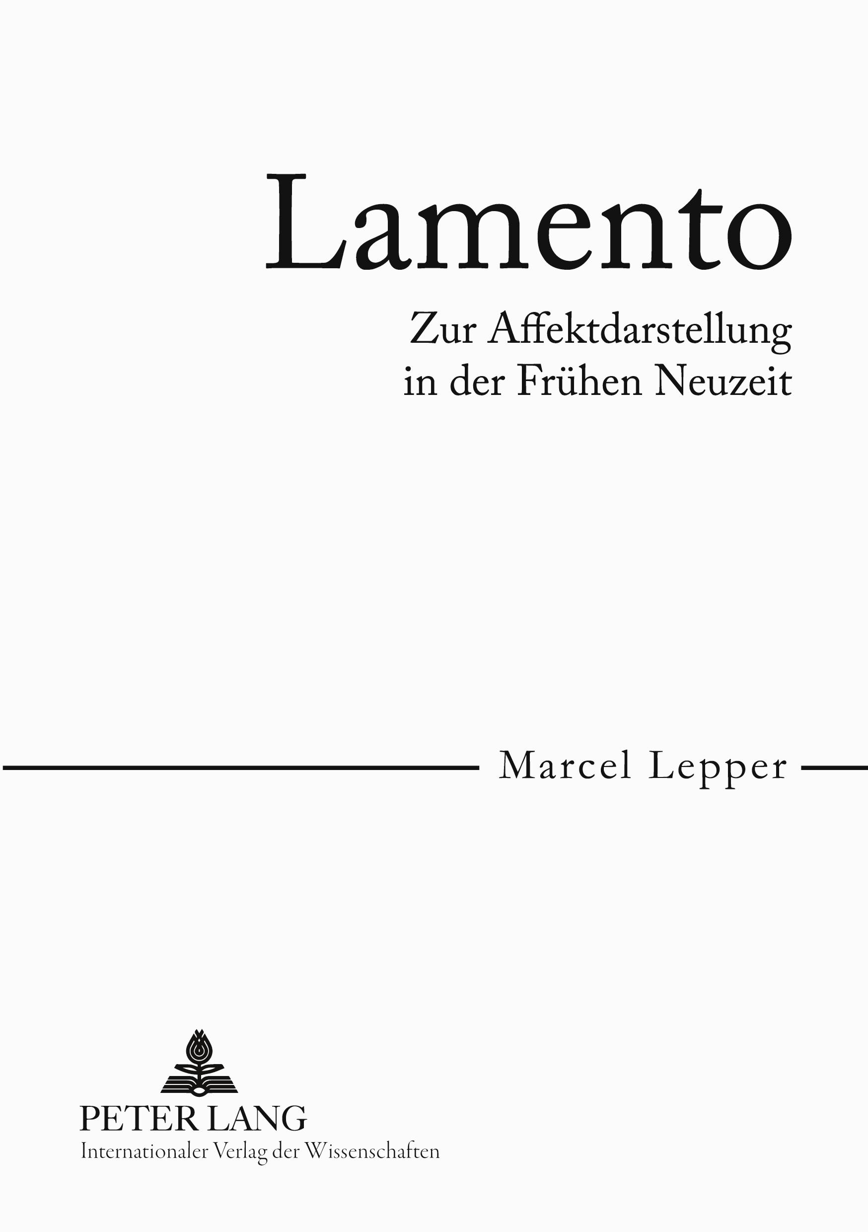 Vorderes Coverbild Lamento
