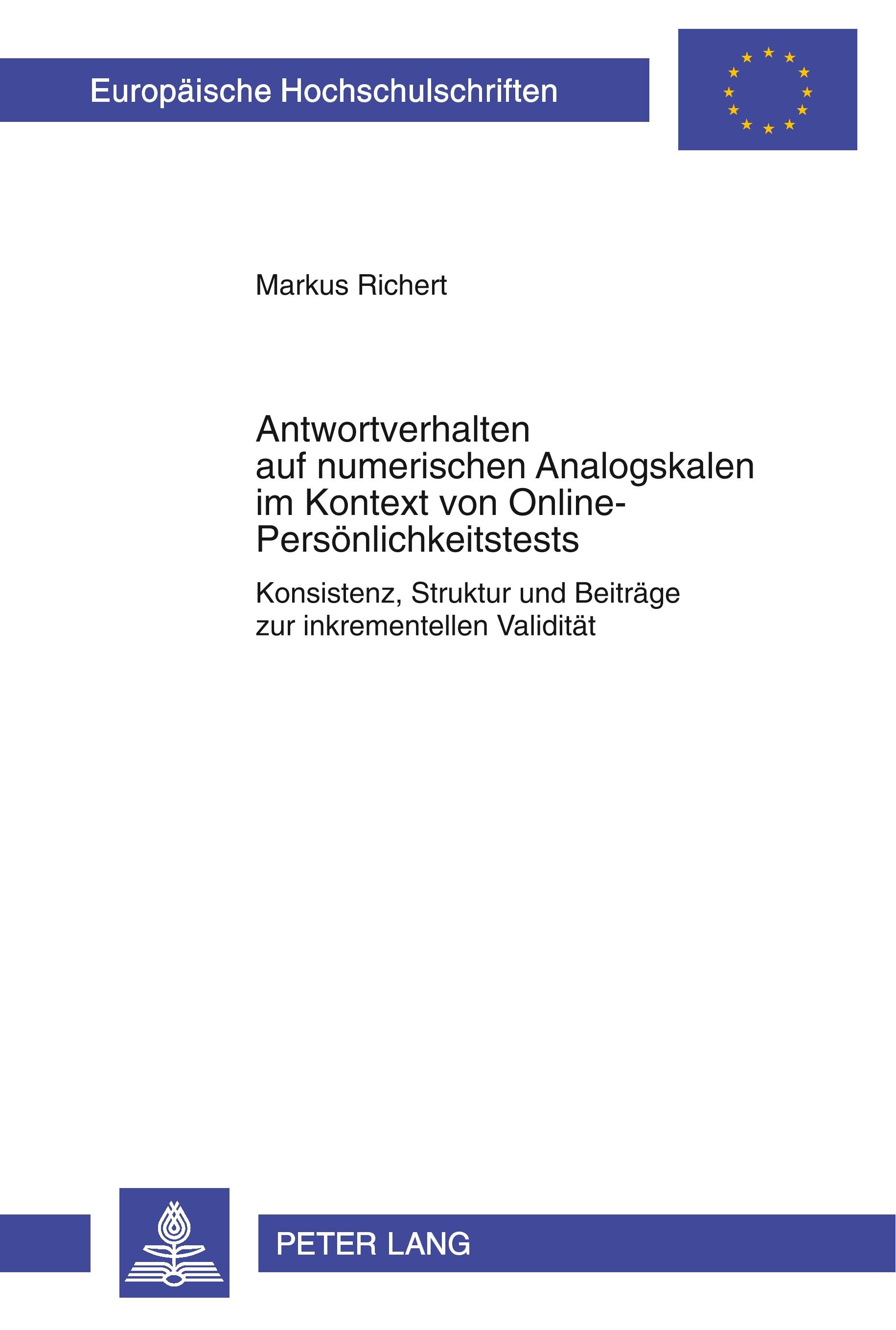 Vorderes Coverbild Antwortverhalten auf numerischen Analogskalen im Kontext von Online-Persönlichkeitstests