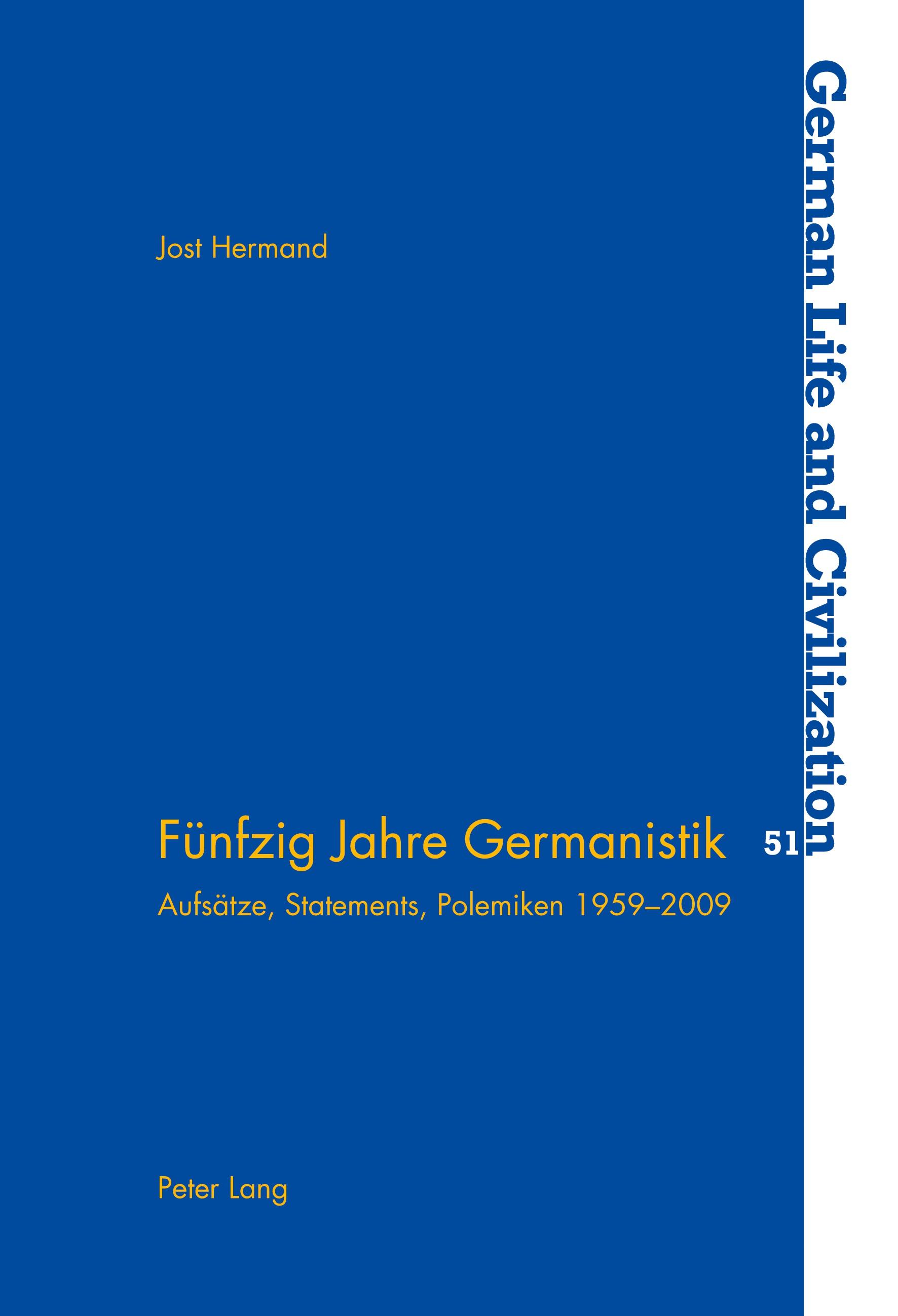 Vorderes Coverbild Fünfzig Jahre Germanistik