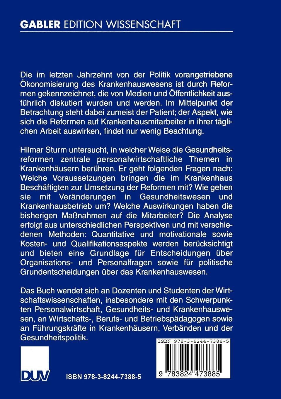 Rückseitencover Krankenhausreformen und Personalwirtschaft