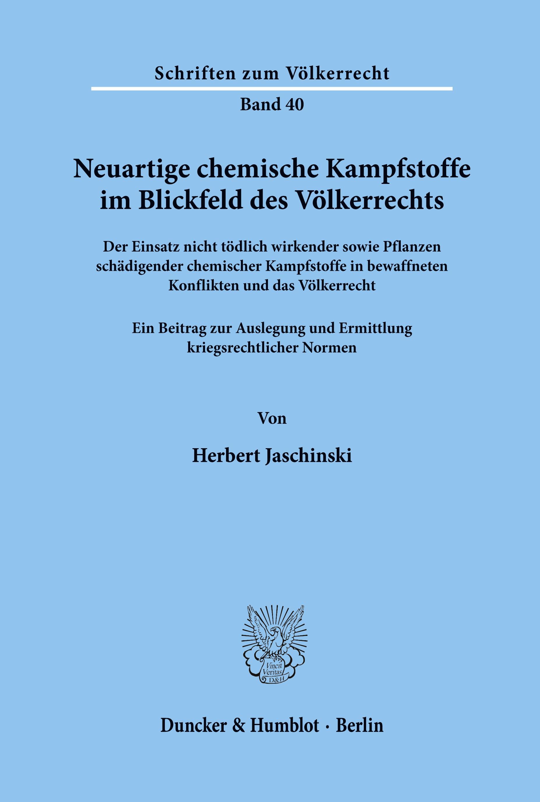 Vorderes Coverbild Neuartige chemische Kampfstoffe im Blickfeld des Völkerrechts.