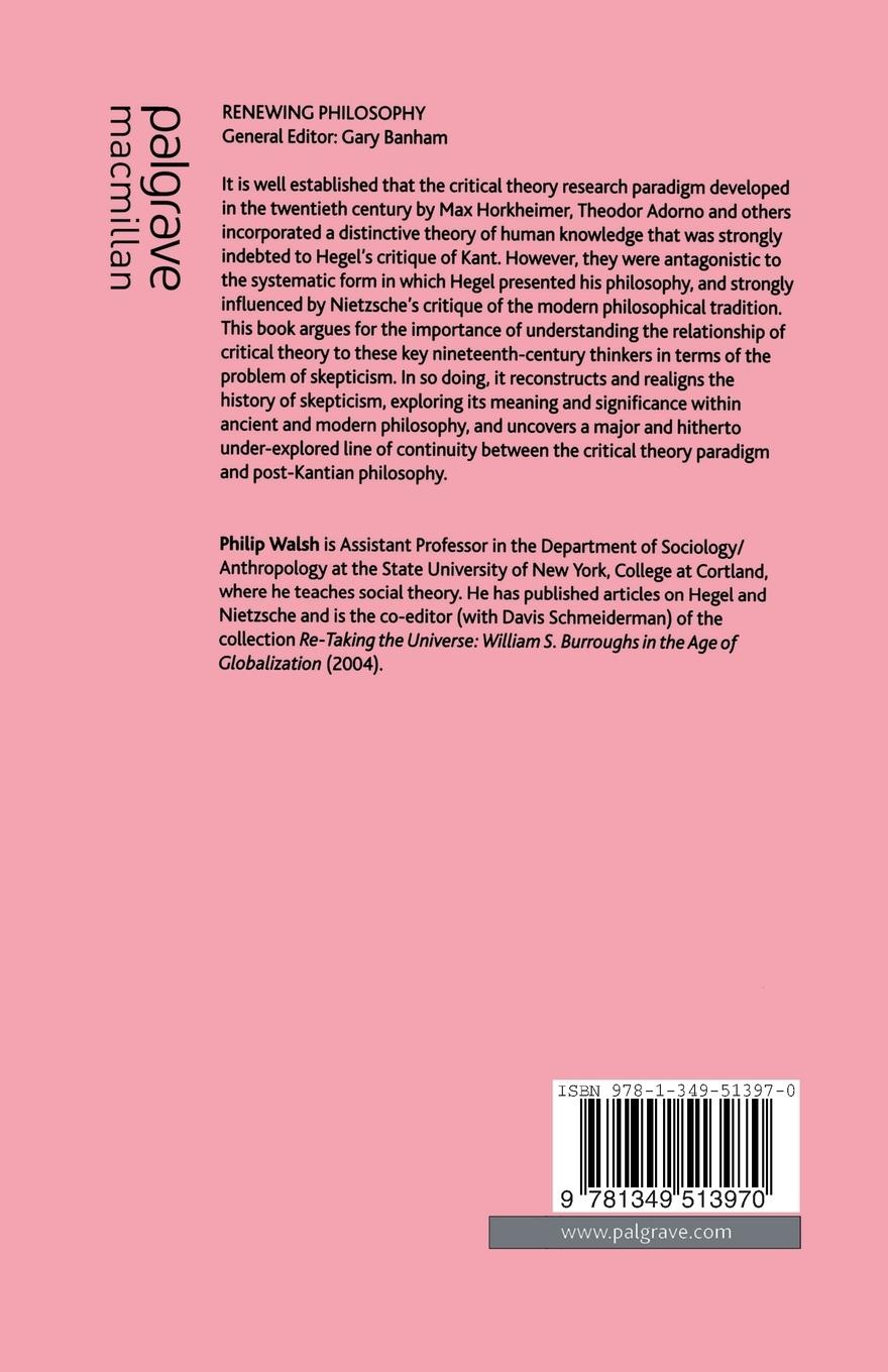 Rückseitencover Skepticism, Modernity and Critical Theory