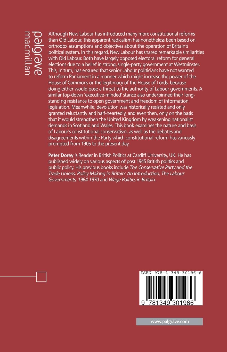 Rückseitencover The Labour Party and Constitutional Reform