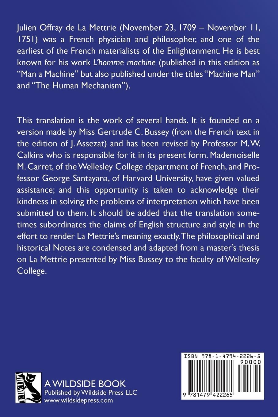 Rückseitencover Man a Machine (also published as Machine Man and The Human Mechanism)