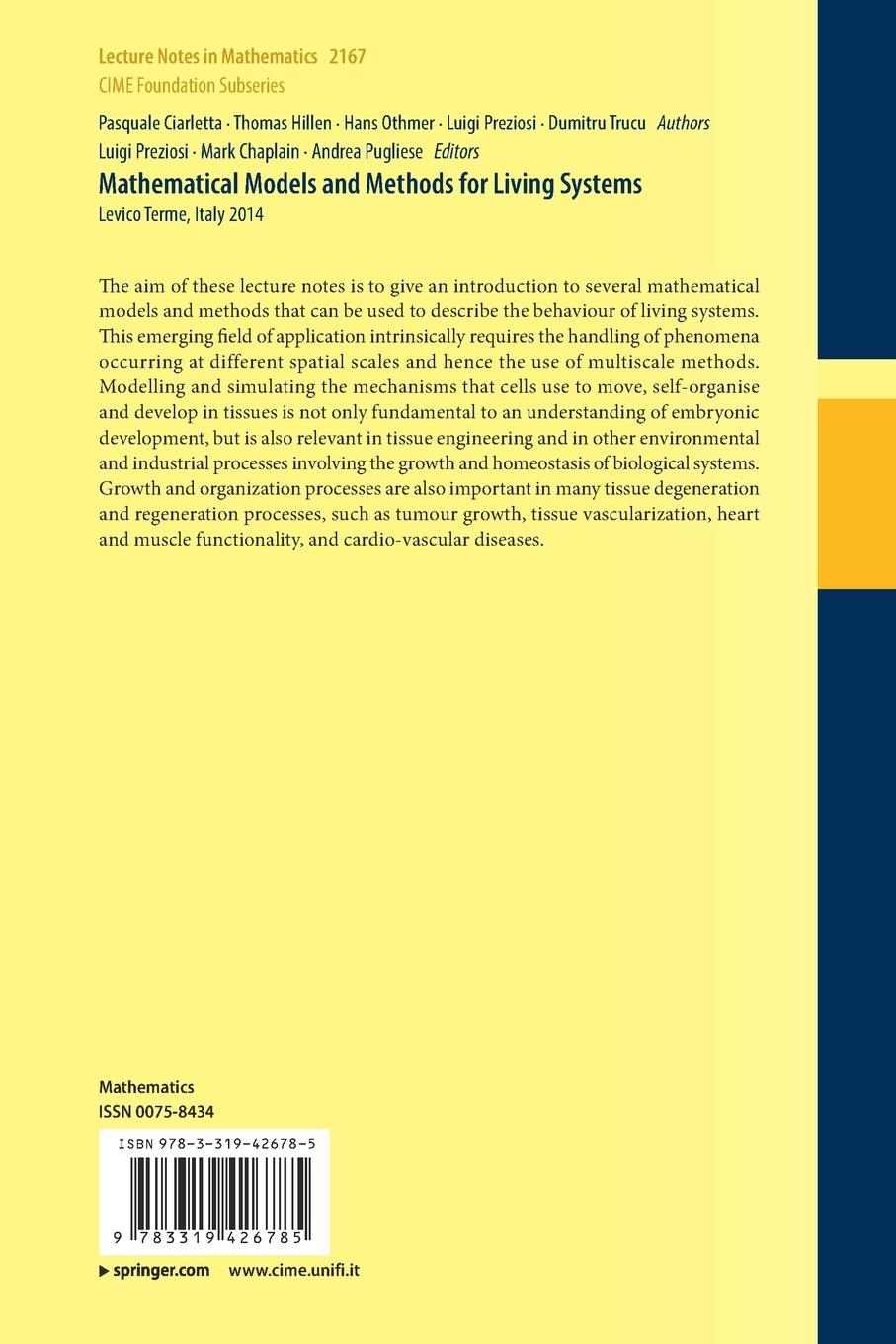 Rückseitencover Mathematical Models and Methods for Living Systems