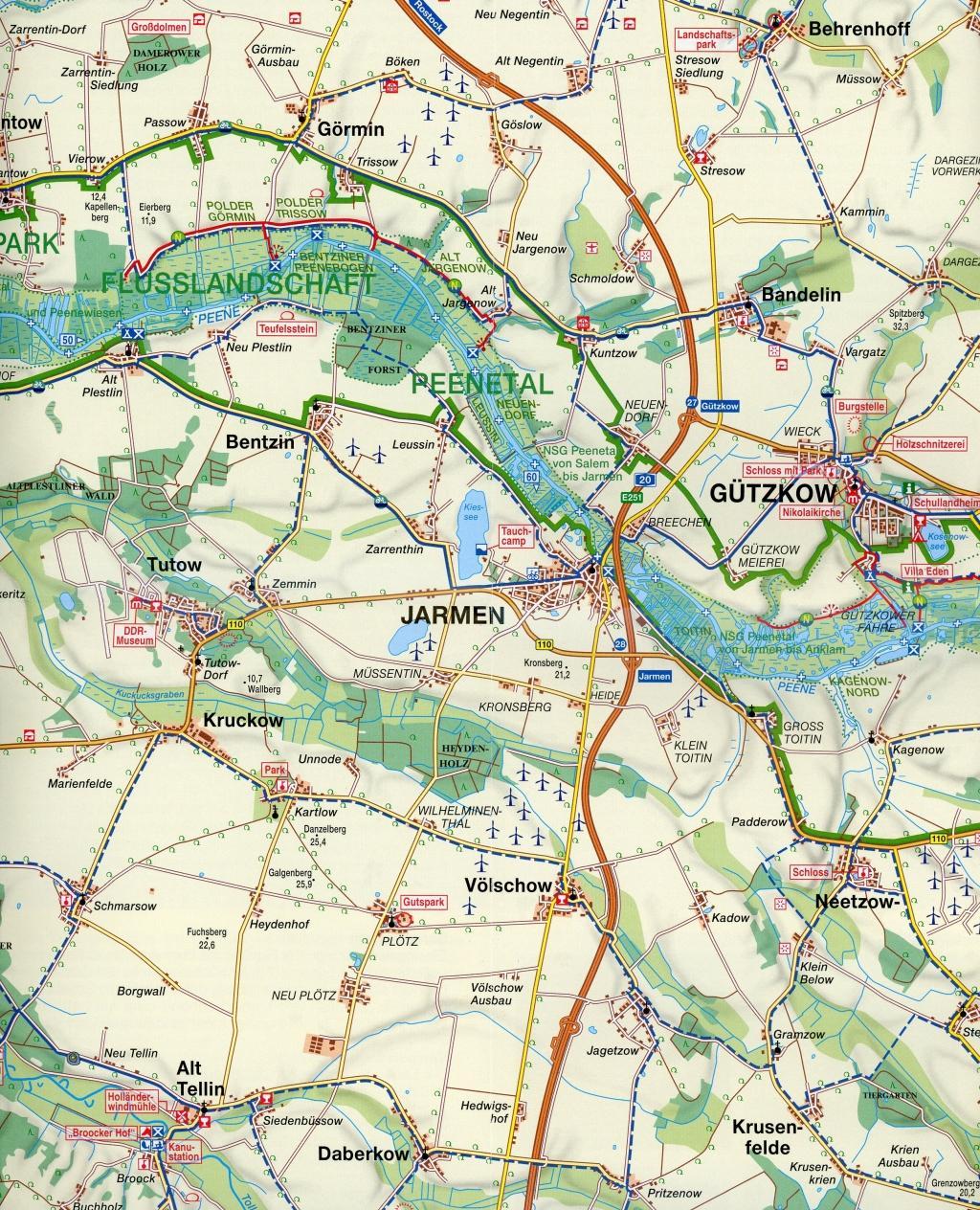 Beispielinhalt (Bild) Naturparkregion Flusslandschaft Peenetal 1 : 75 000. Wassererlebnis- und Freizeitkarte