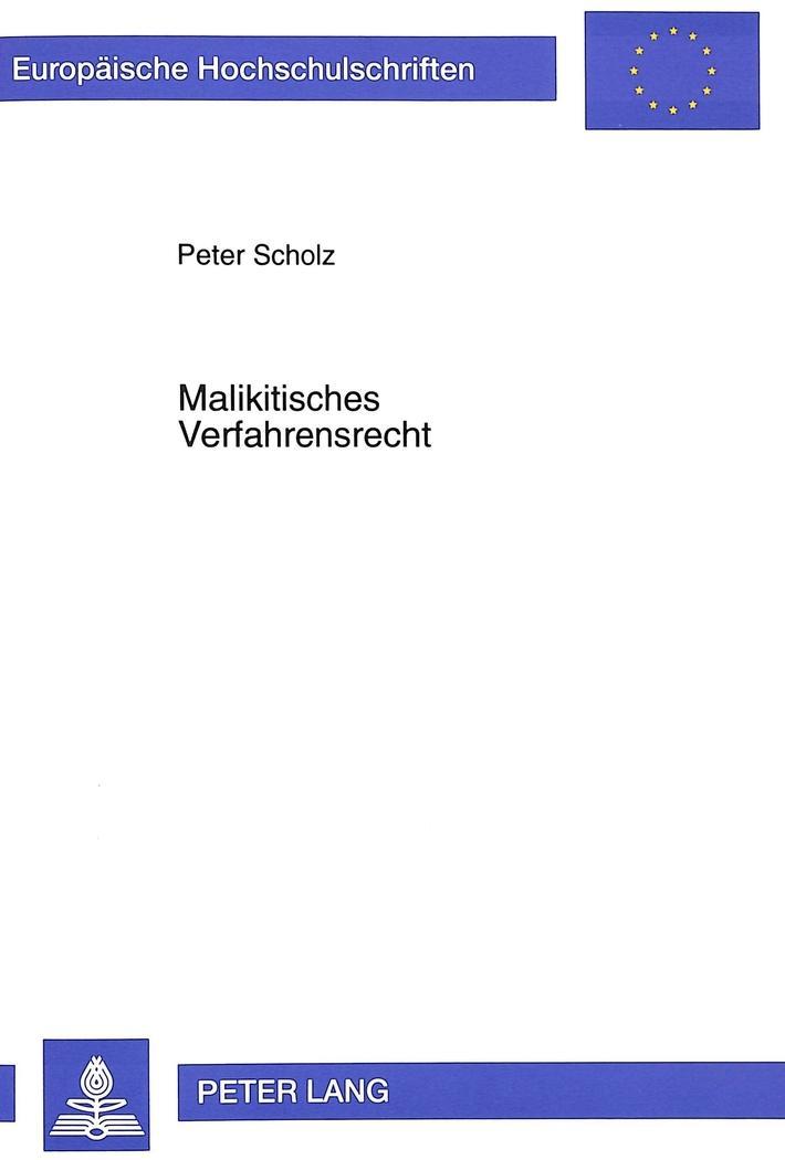 Vorderes Coverbild Malikitisches Verfahrensrecht