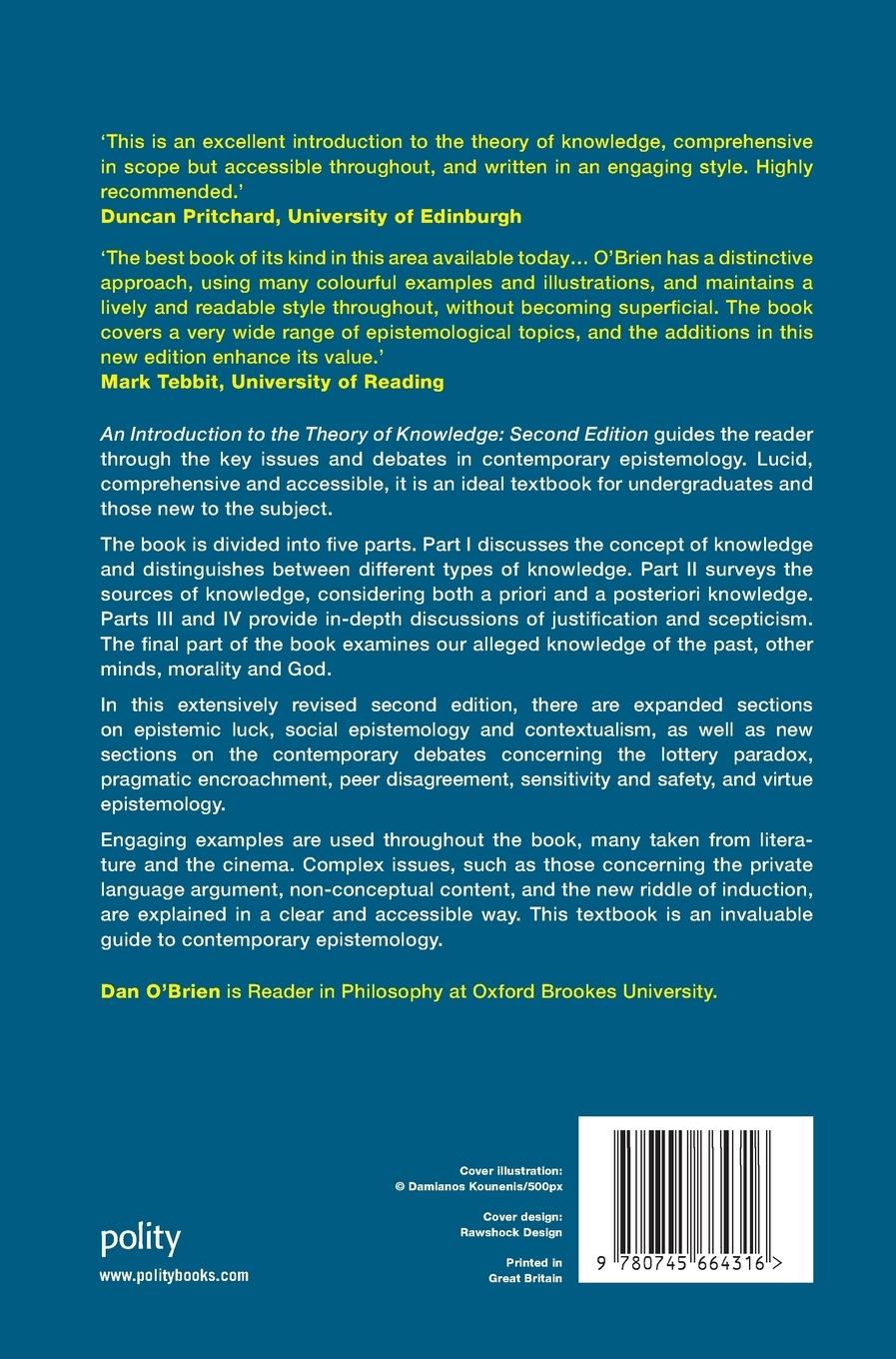 Rückseitencover An Introduction to the Theory of Knowledge