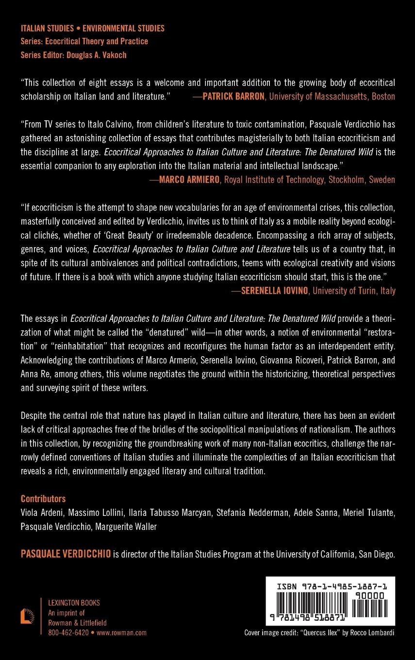 Rückseitencover Ecocritical Approaches to Italian Culture and Literature