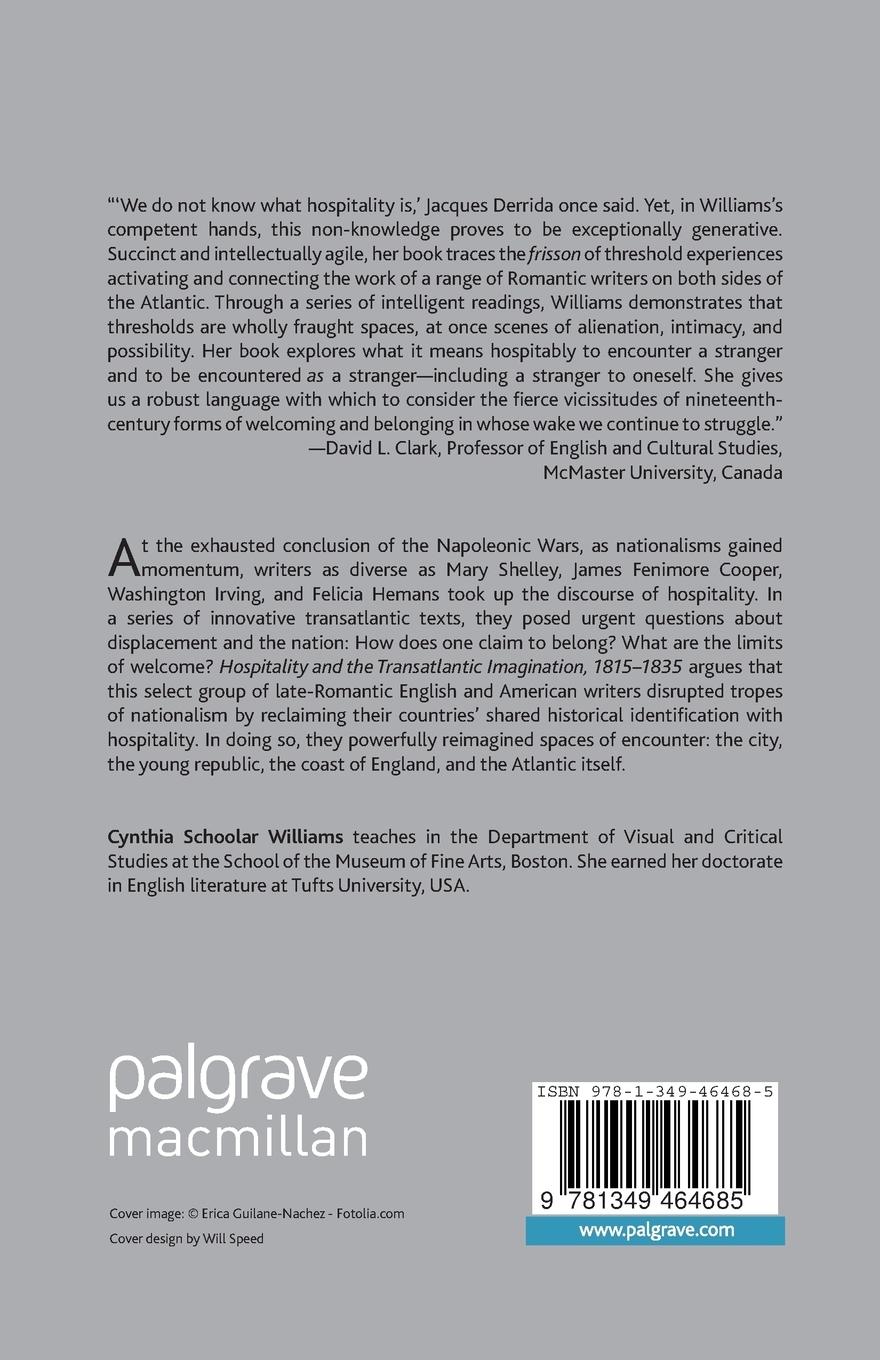 Rückseitencover Hospitality and the Transatlantic Imagination, 1815-1835