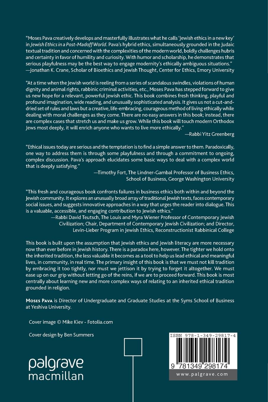 Rückseitencover Jewish Ethics in a Post-Madoff World