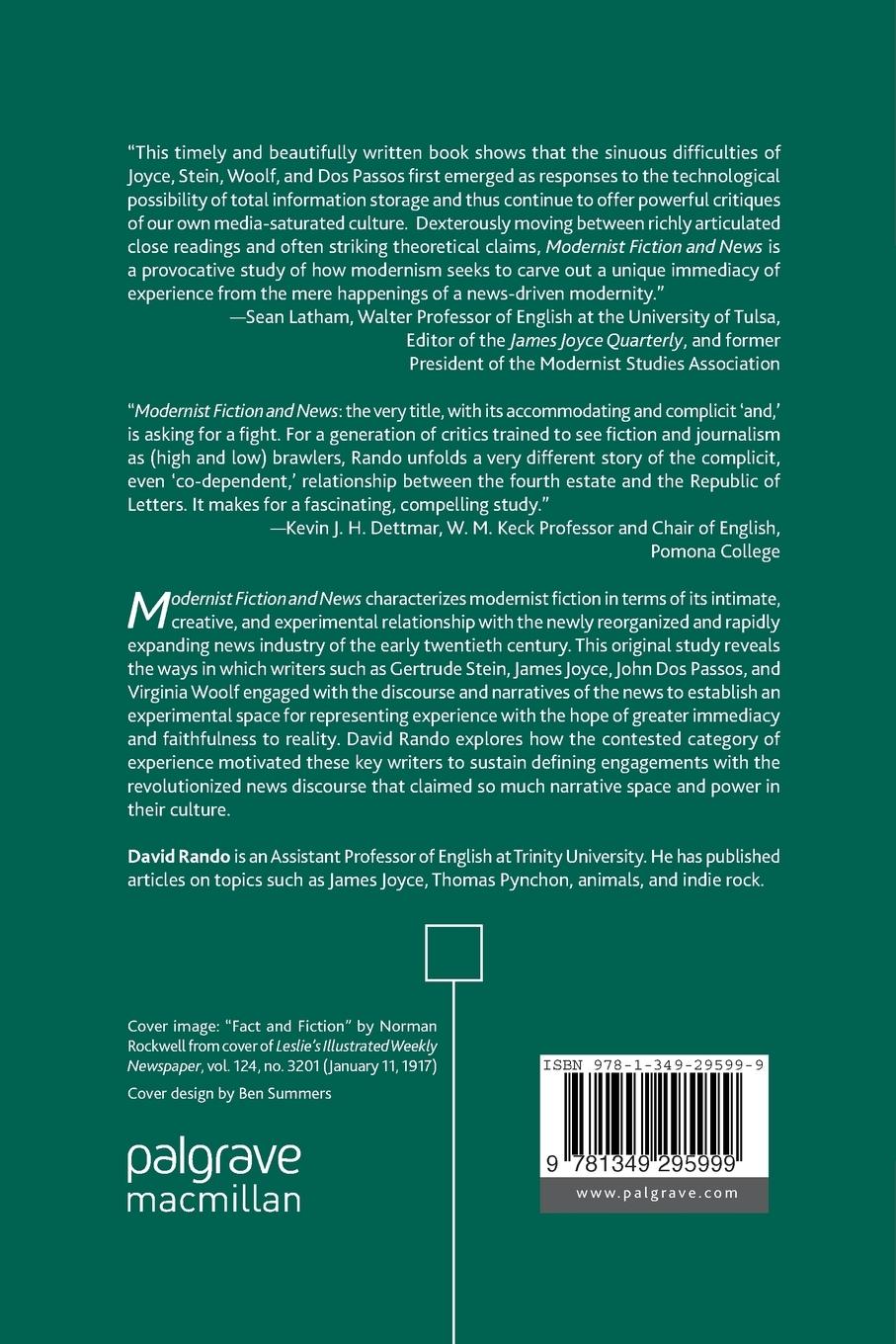 Rückseitencover Modernist Fiction and News