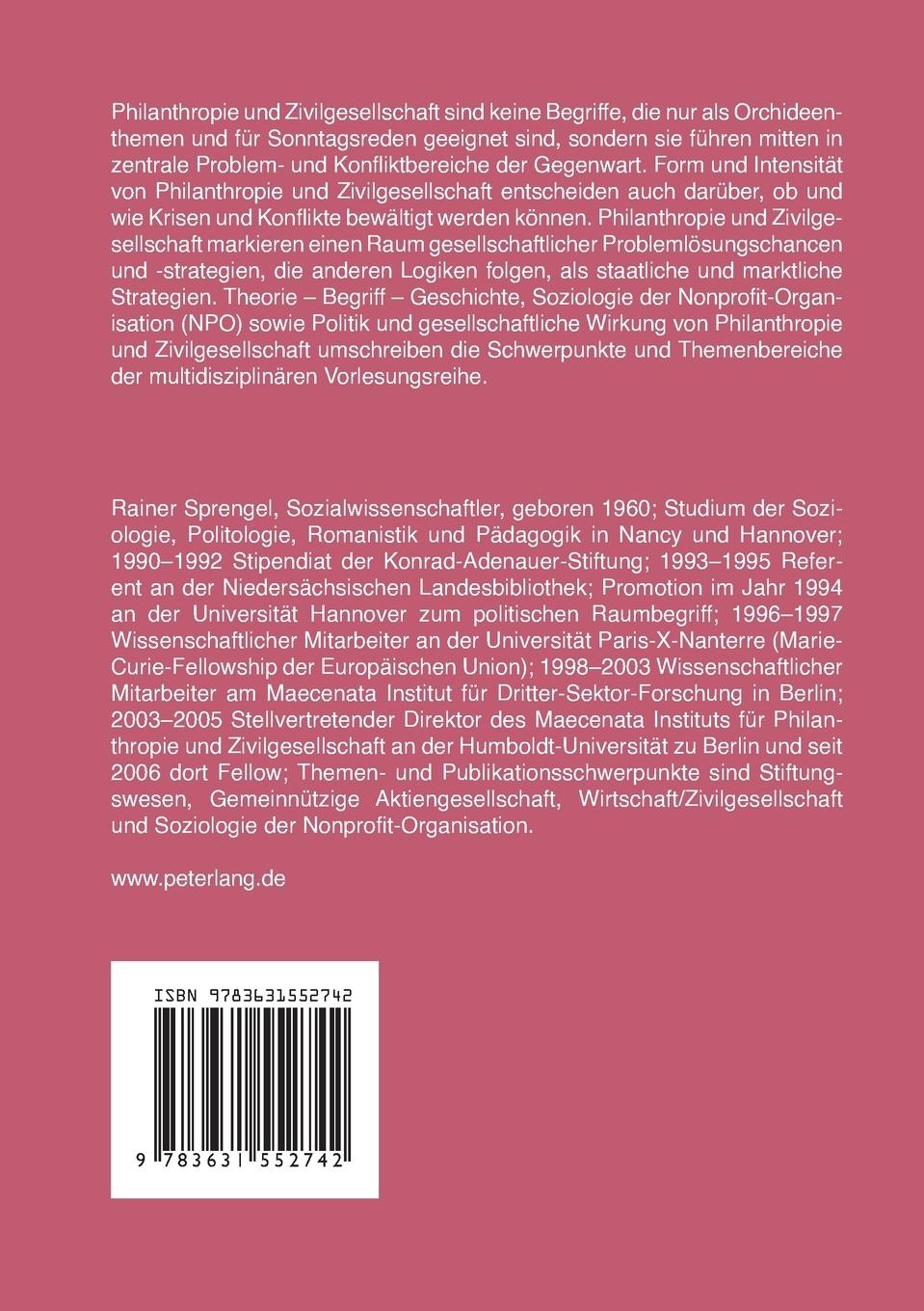 Rückseitencover Philanthropie und Zivilgesellschaft