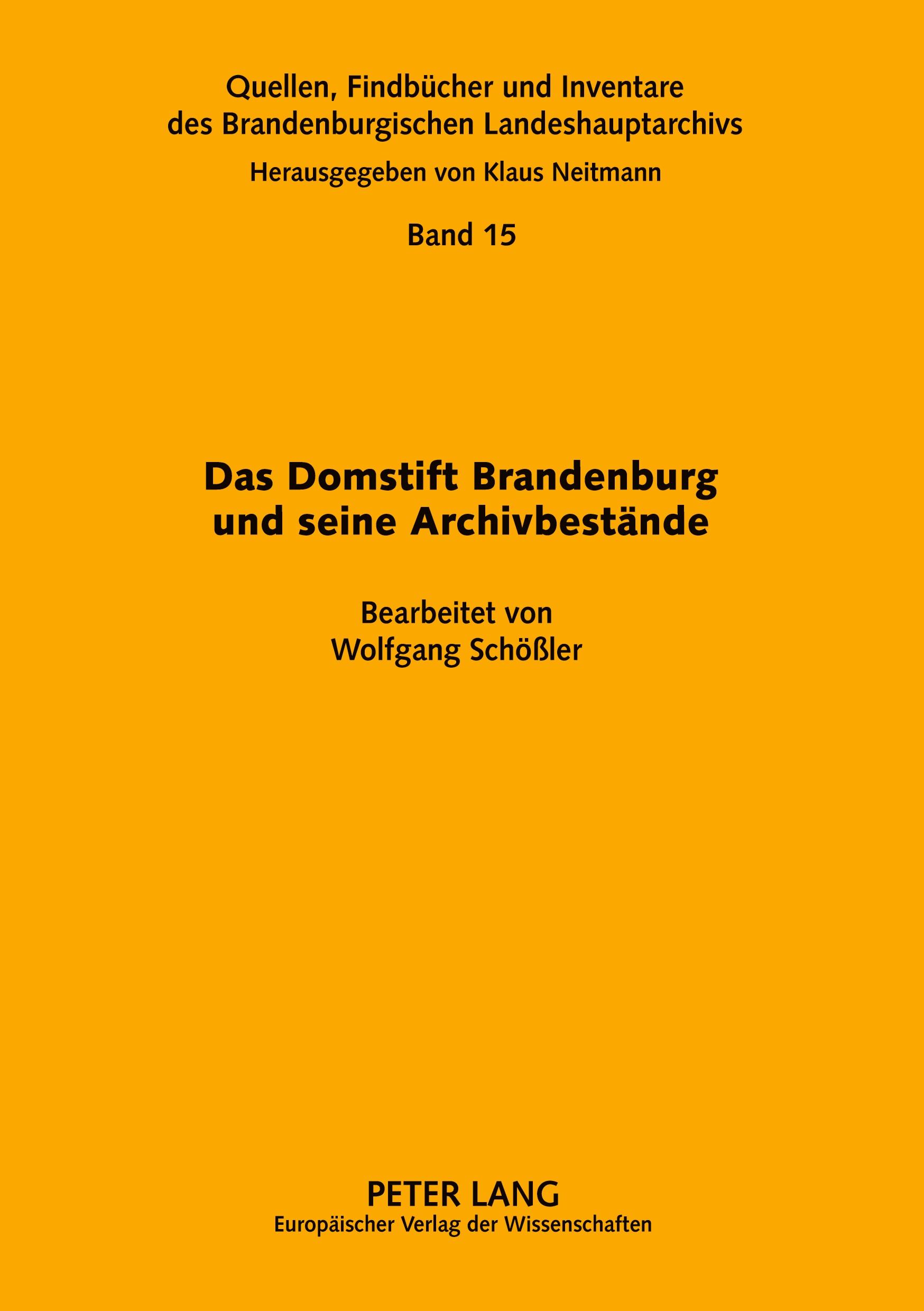 Vorderes Coverbild Das Domstift Brandenburg und seine Archivbestände