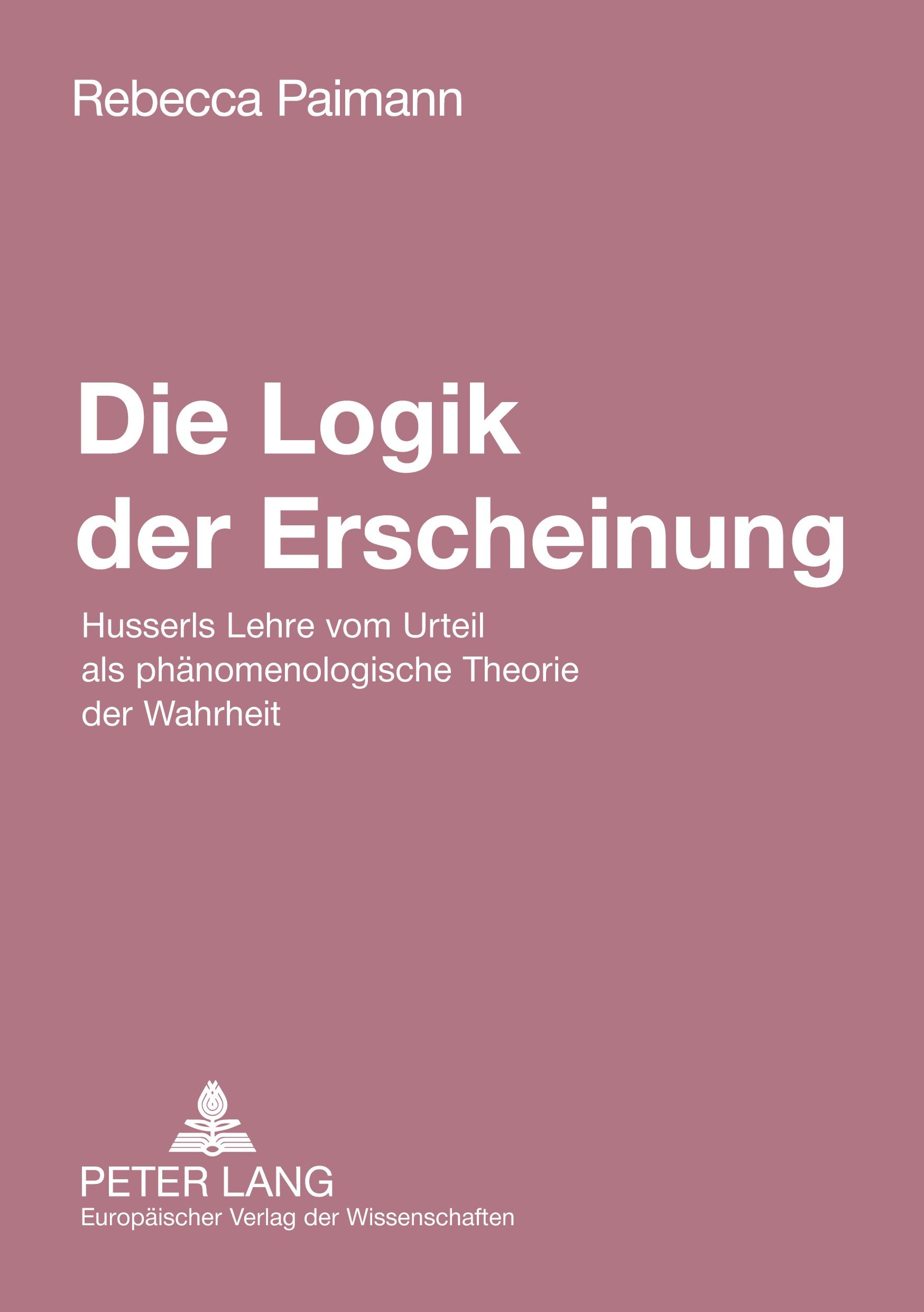 Vorderes Coverbild Die Logik der Erscheinung