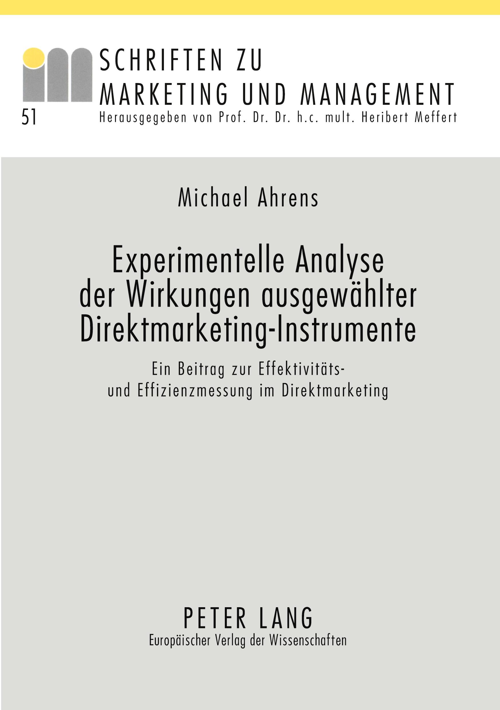 Vorderes Coverbild Experimentelle Analyse der Wirkungen ausgewählter Direktmarketing-Instrumente