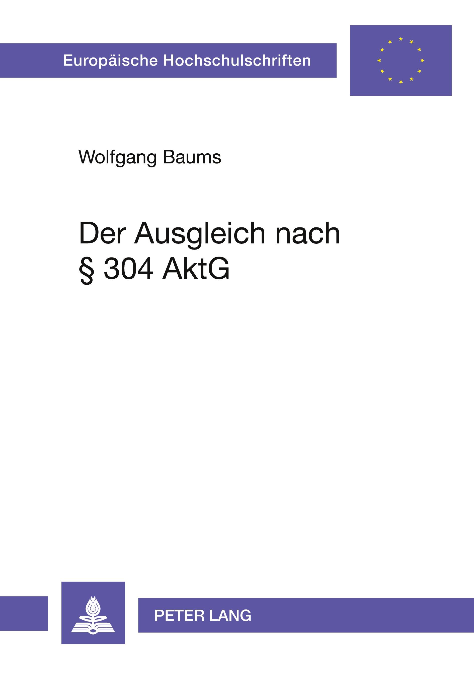 Vorderes Coverbild Der Ausgleich nach § 304 AktG