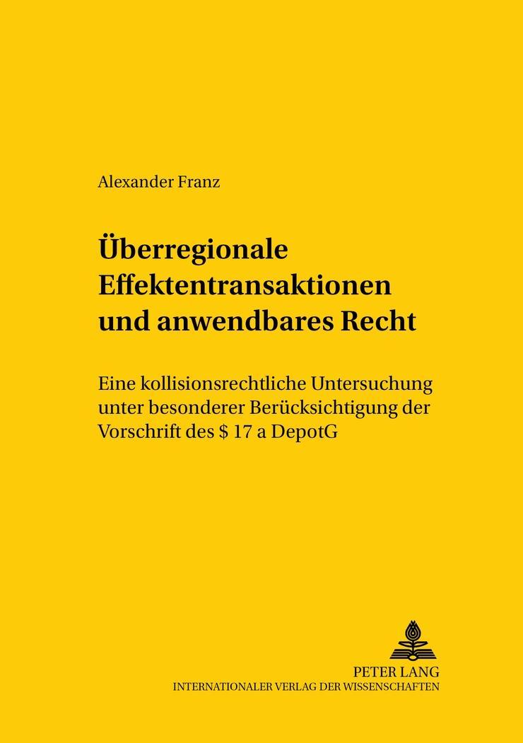 Vorderes Coverbild Überregionale Effektentransaktionen und anwendbares Recht