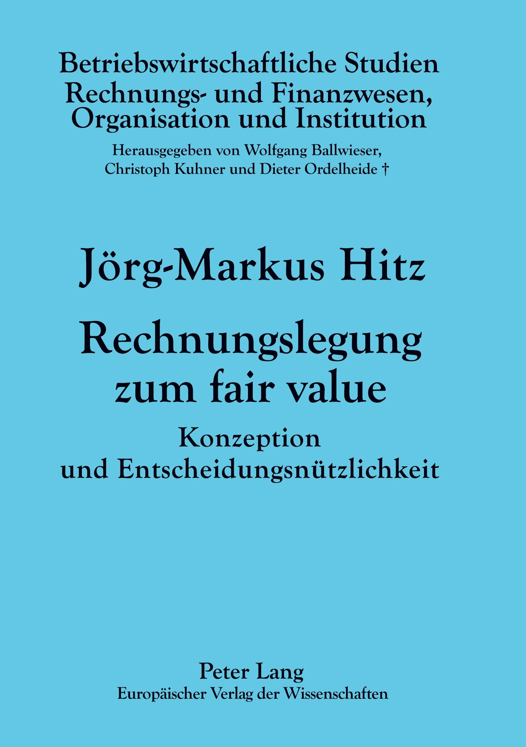 Vorderes Coverbild Rechnungslegung zum fair value