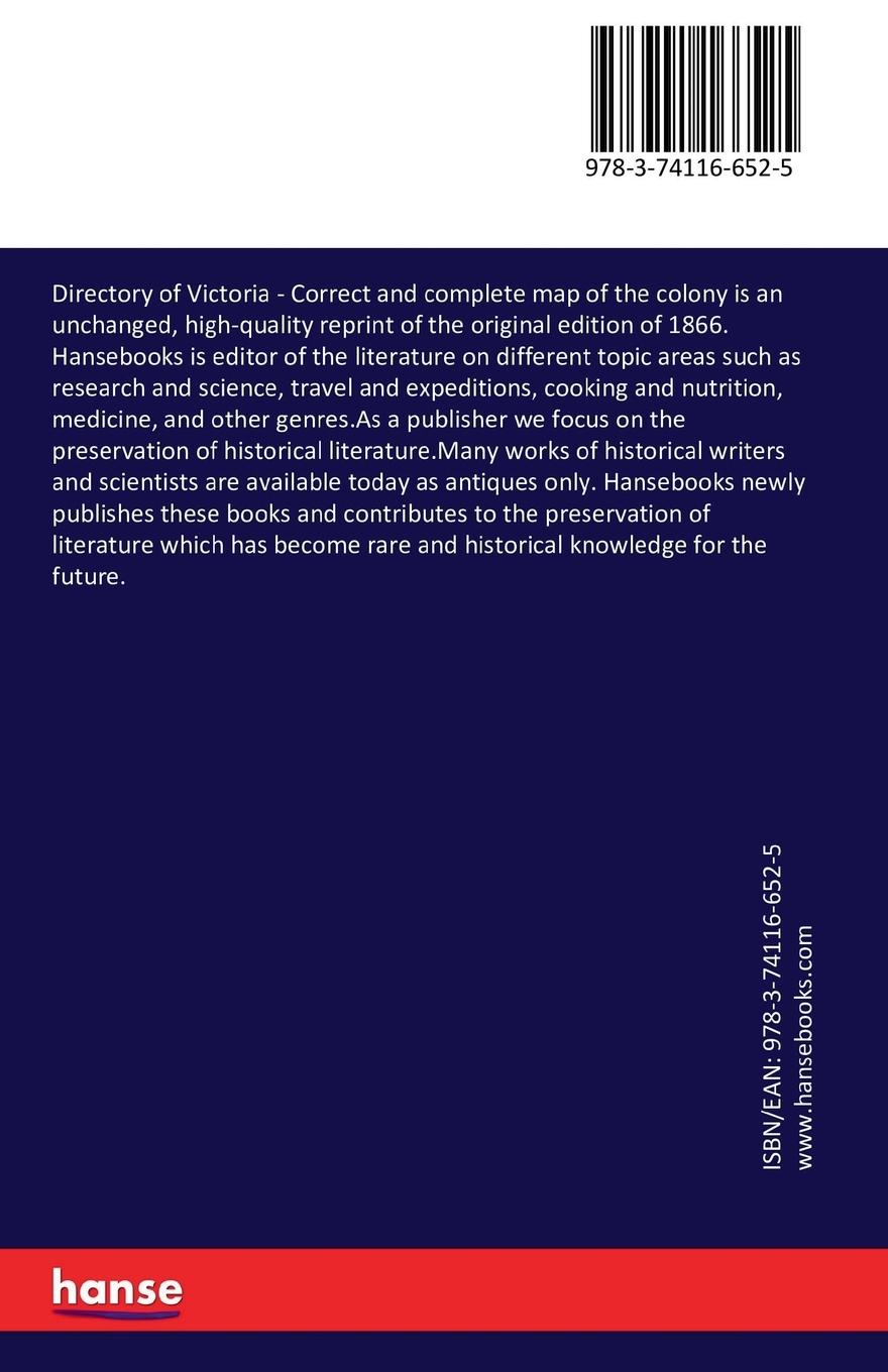 Rückseitencover Directory of Victoria