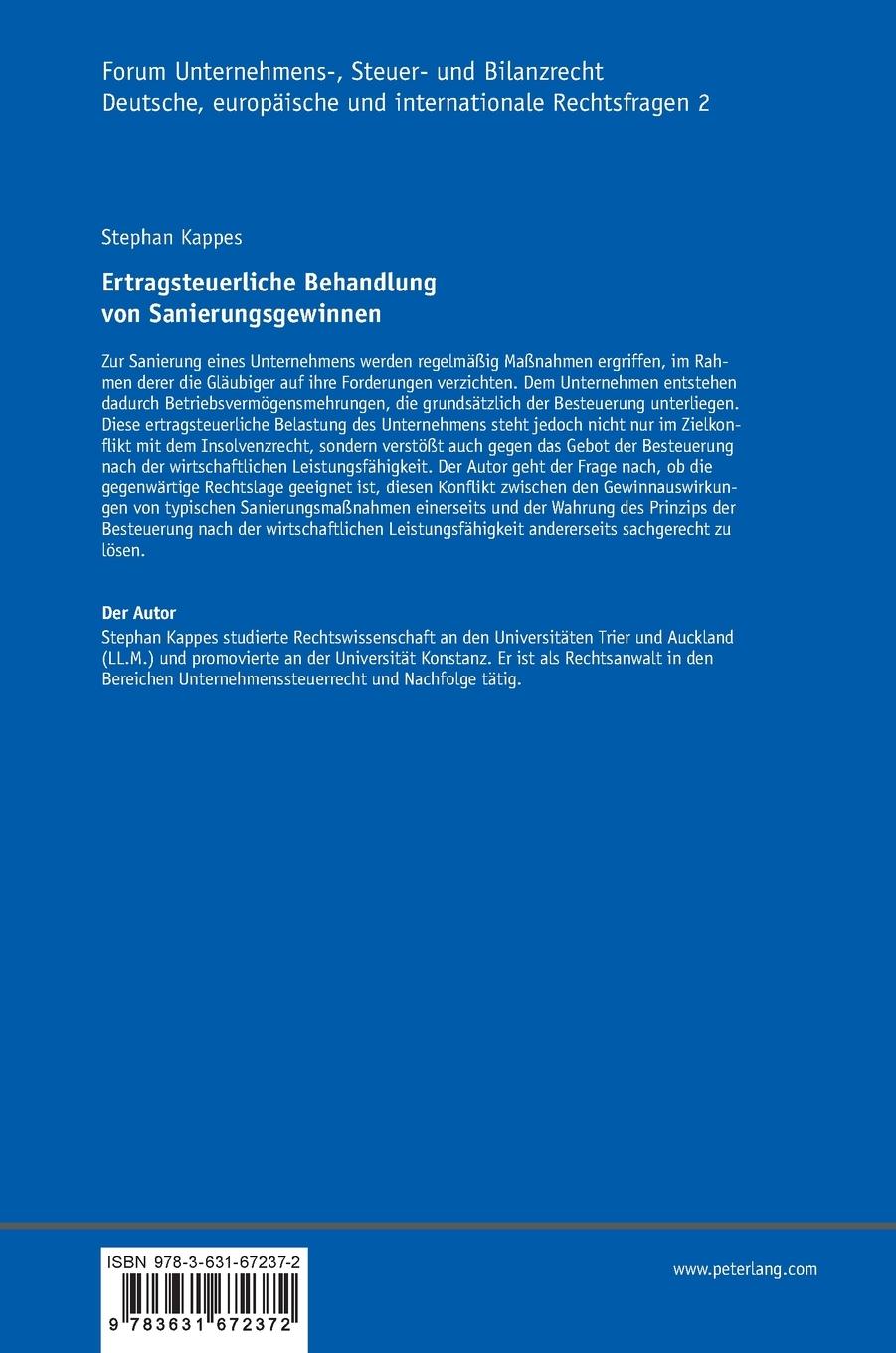 Rückseitencover Ertragsteuerliche Behandlung von Sanierungsgewinnen