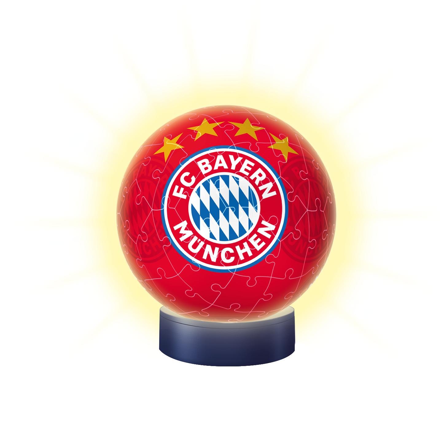 Beispielinhalt (Bild) Nachtlicht FC Bayern München 3D Puzzle-Ball 72 Teile