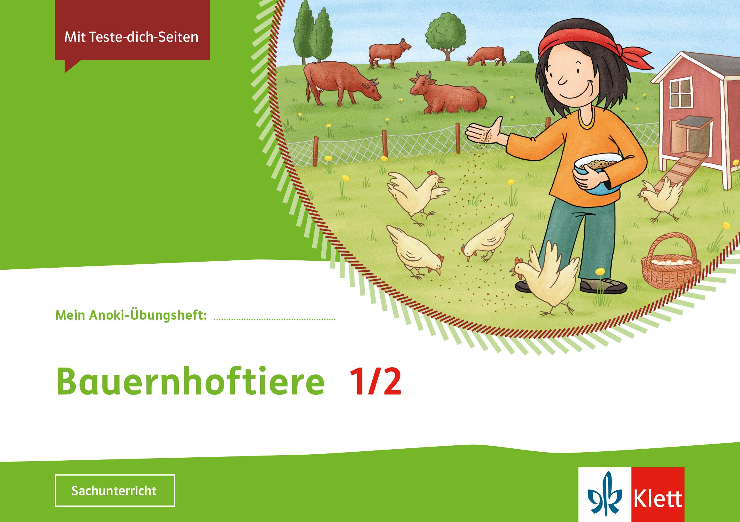 Vorderes Coverbild Mein Anoki-Übungsheft. Tiere auf dem Bauernhof. Arbeitsheft 1.-2. Schuljahr