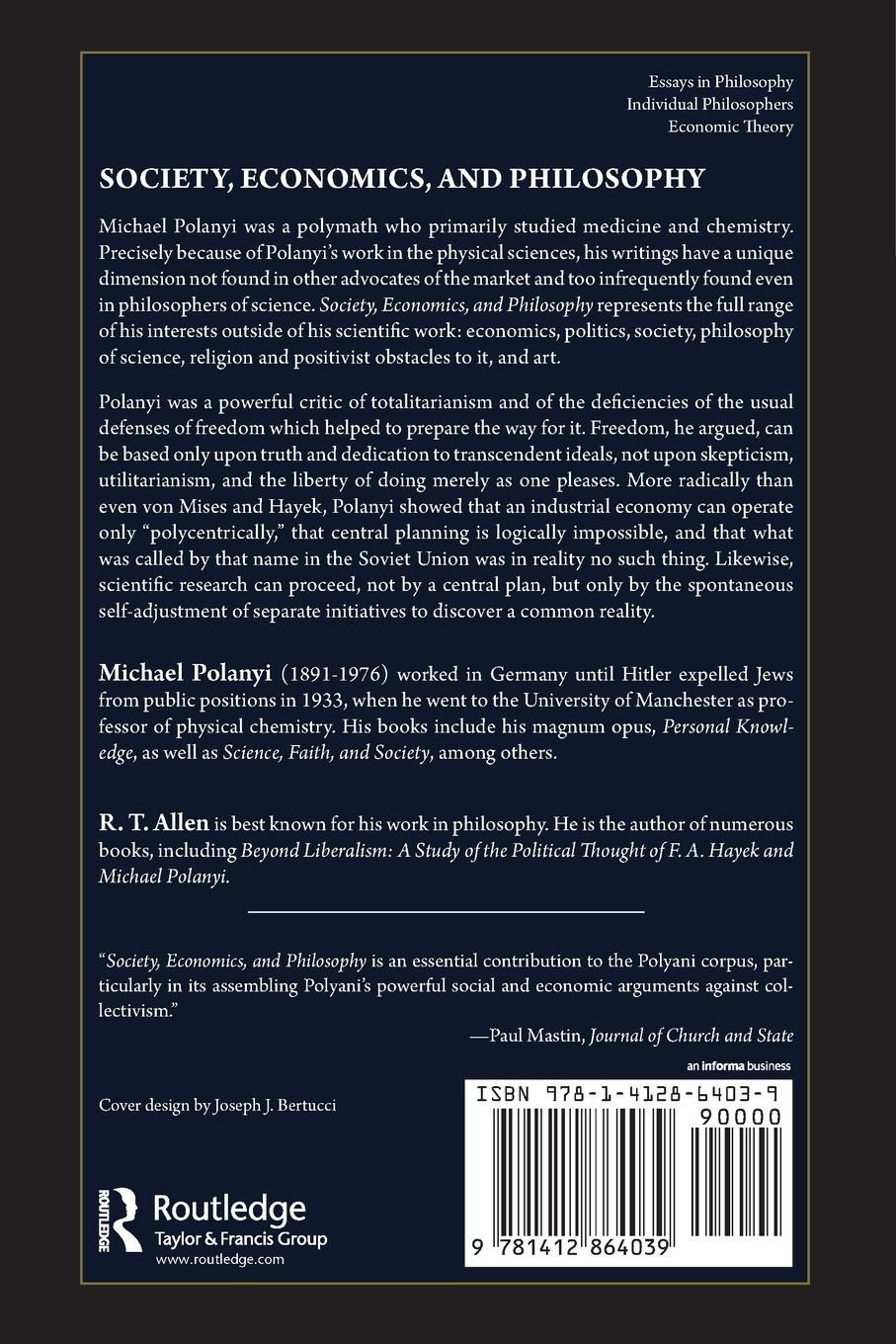 Rückseitencover Society, Economics, and Philosophy