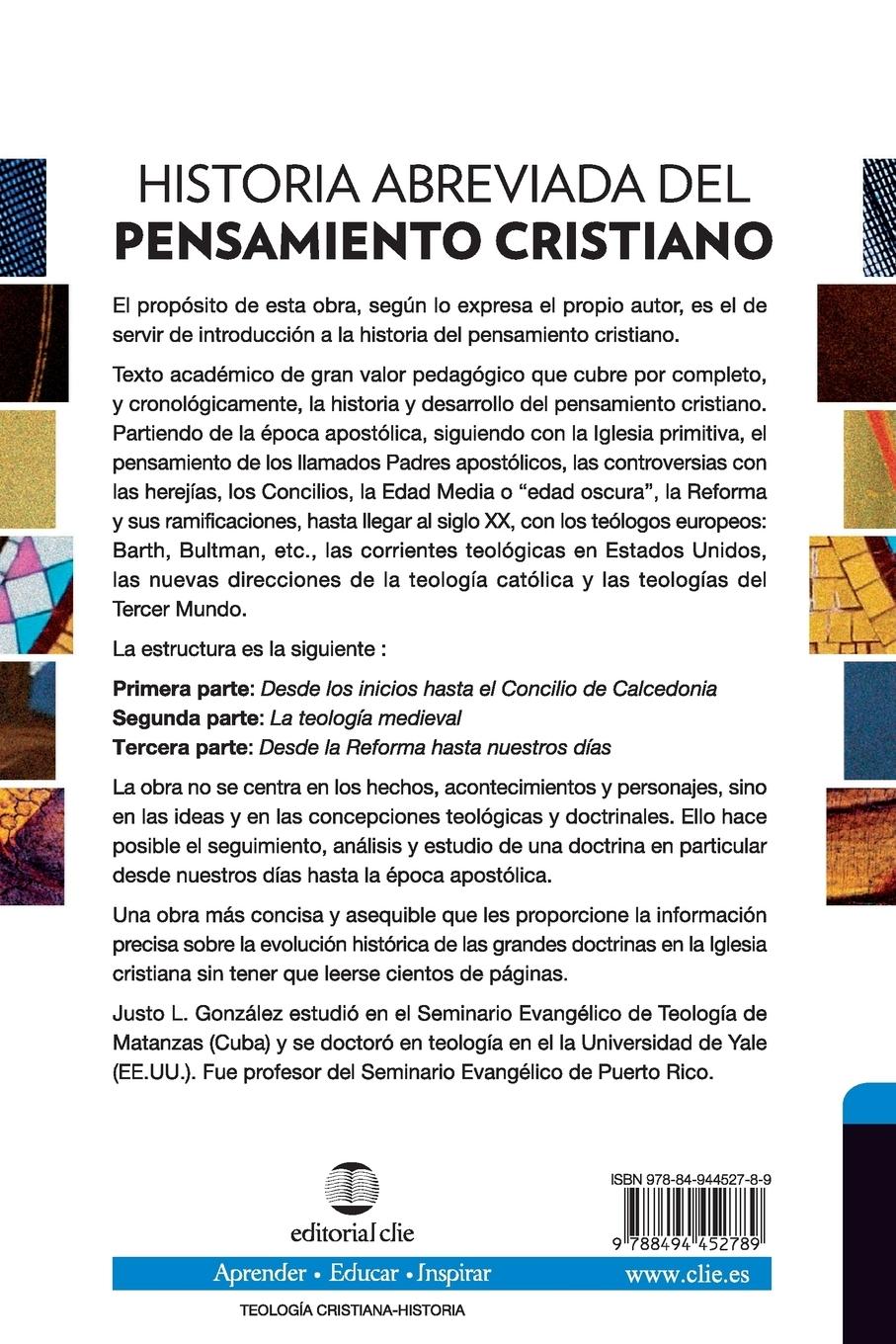 Rückseitencover Historia abreviada del pensamiento cristiano