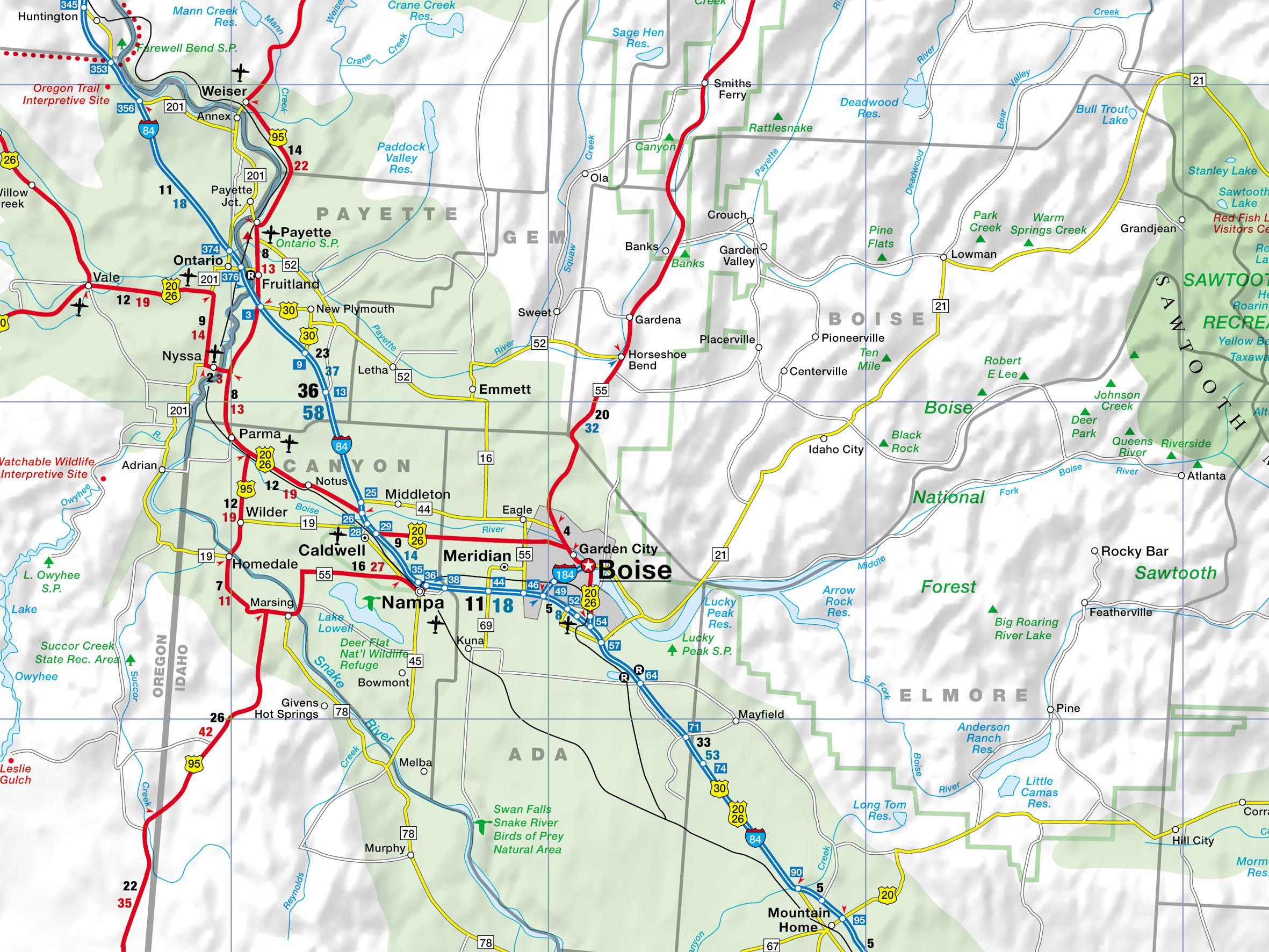 Beispielinhalt (Bild) Montana/Idaho/Wyoming 1:975 000