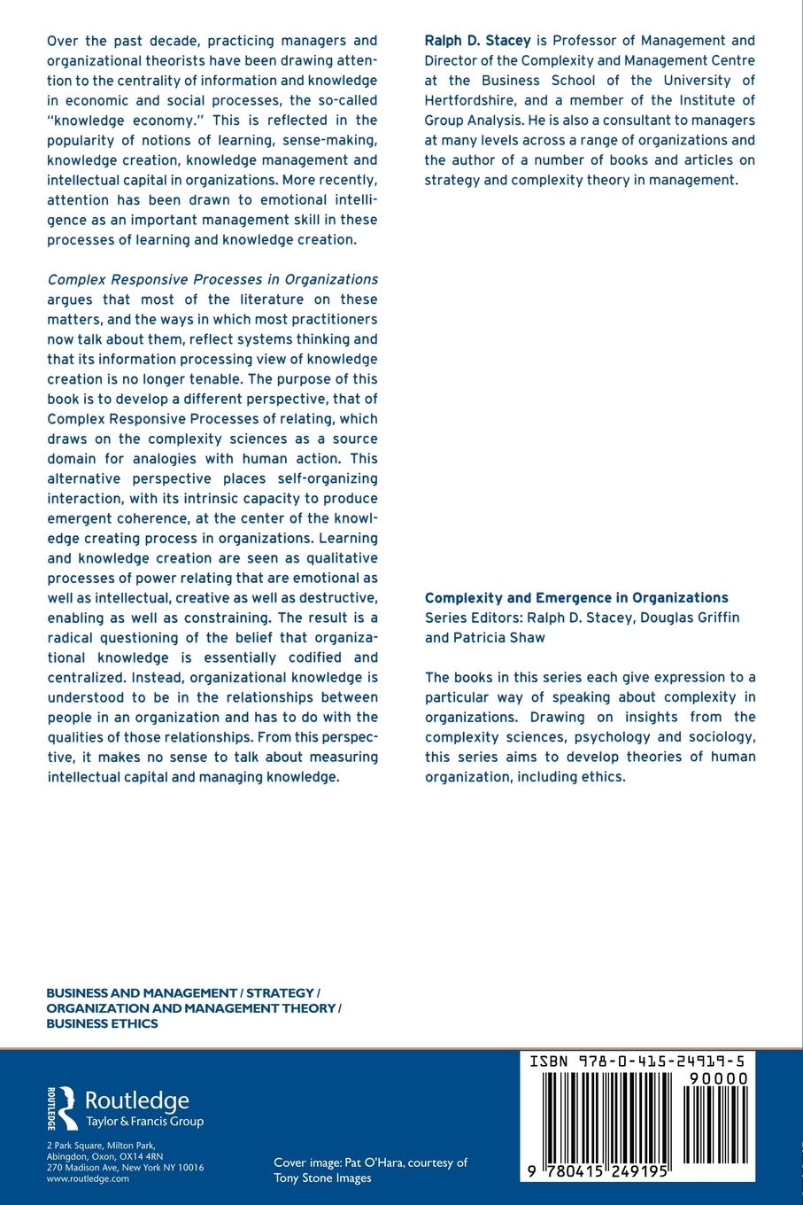 Rückseitencover Complex Responsive Processes in Organizations