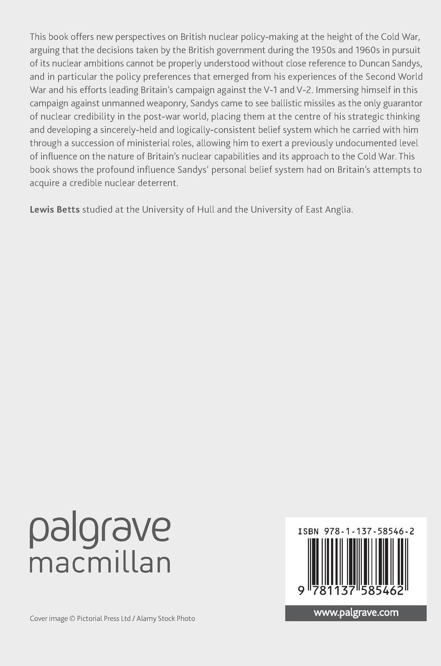 Rückseitencover Duncan Sandys and British Nuclear Policy-Making