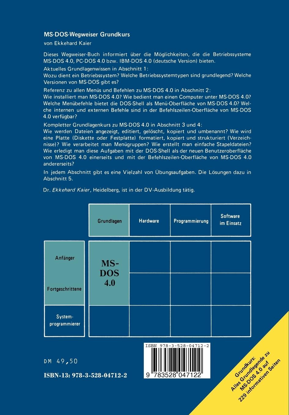 Rückseitencover MS-DOS-Wegweiser Grundkurs