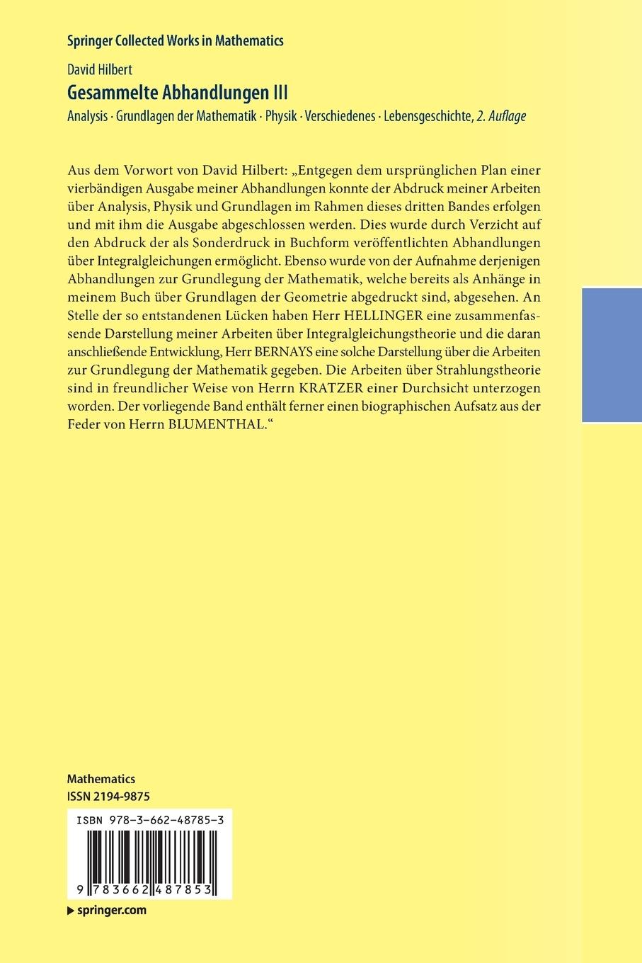 Rückseitencover Gesammelte Abhandlungen III