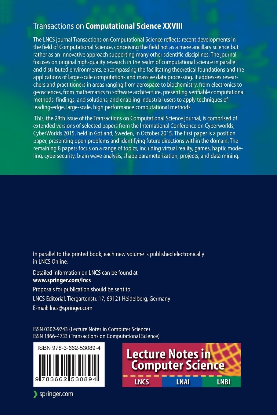 Rückseitencover Transactions on Computational Science XXVIII
