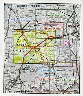 Beispielinhalt (Bild) Dülmen, KVplan, Radkarte/Wanderkarte/Stadtplan, 1:25.000 / 1:15.000 / 1:5.000
